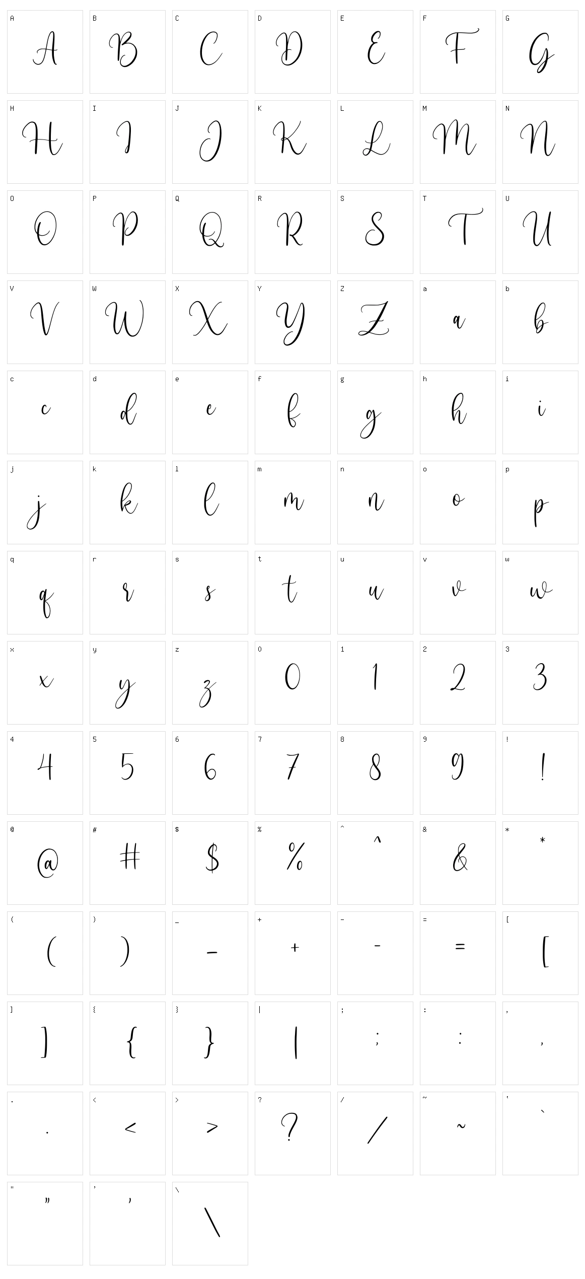Bullvetti Character Set