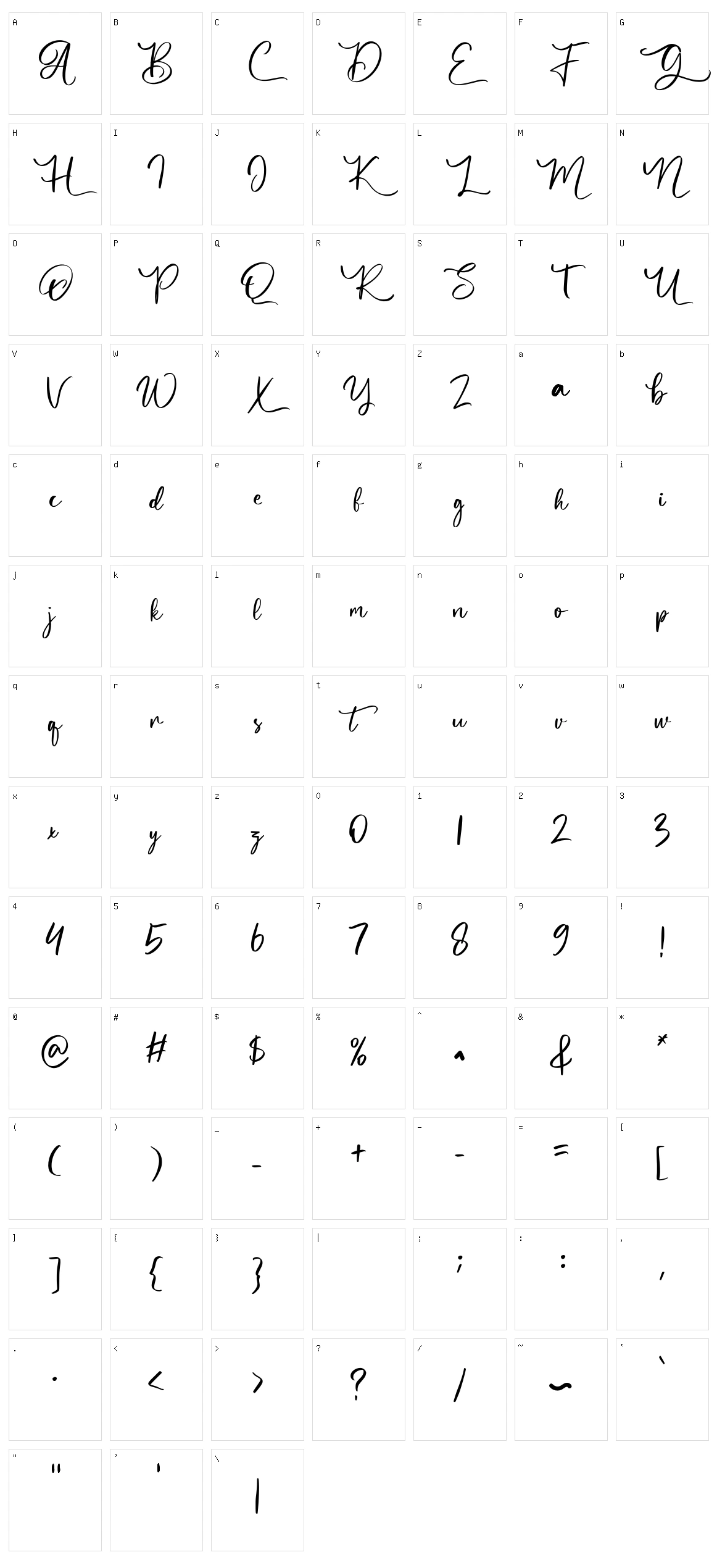 Butgone Character Set