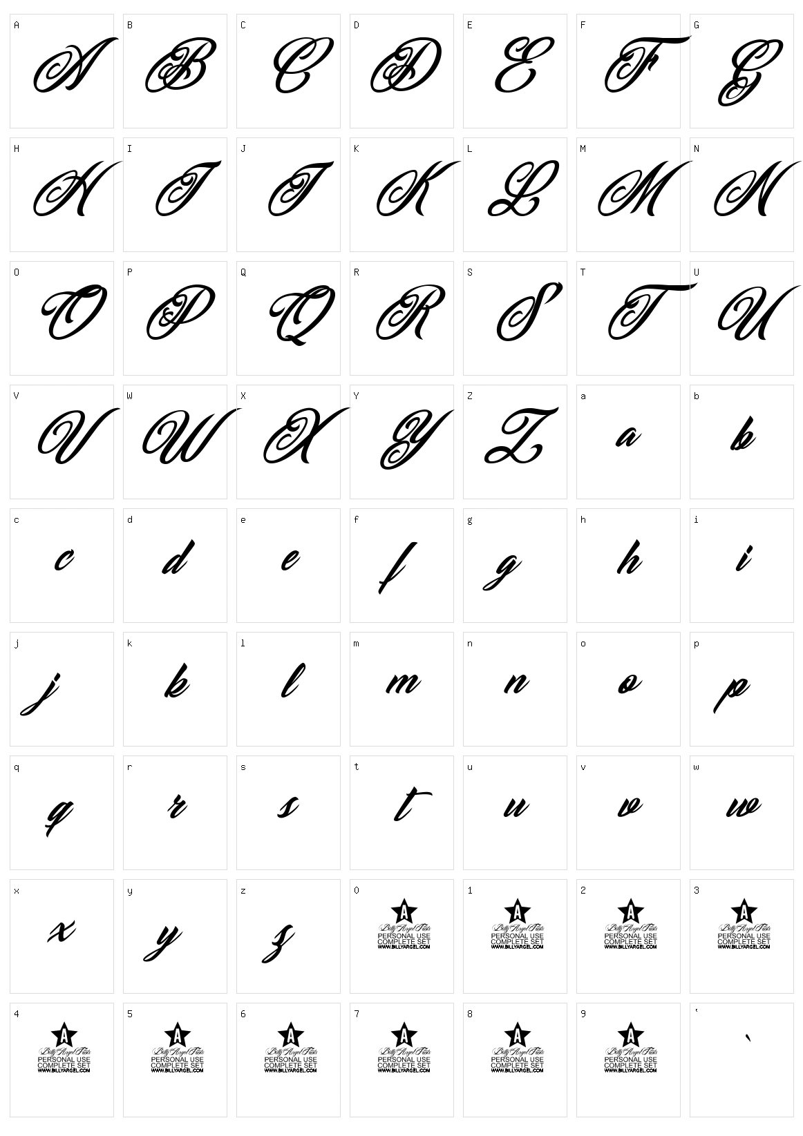 Cadillac Character Set