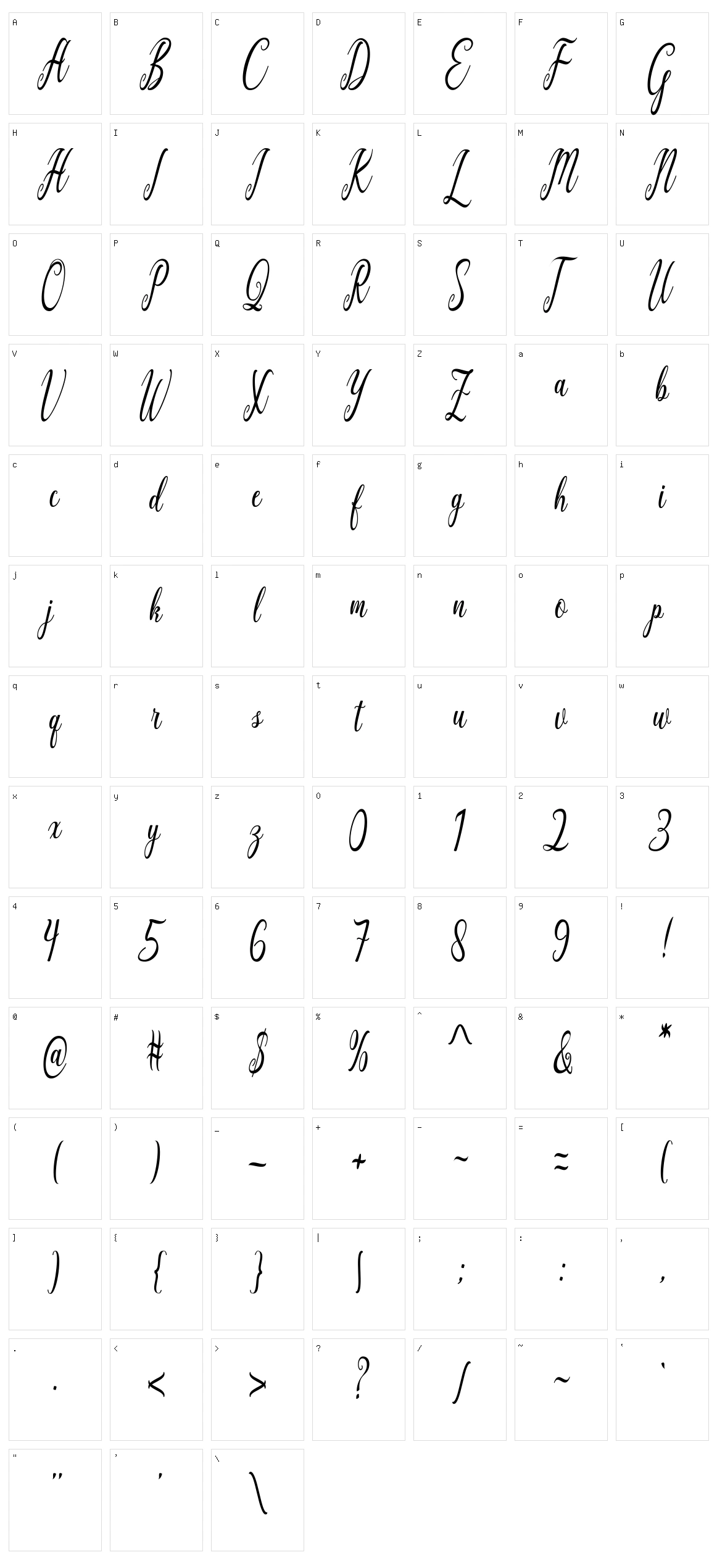 California Script Character Set