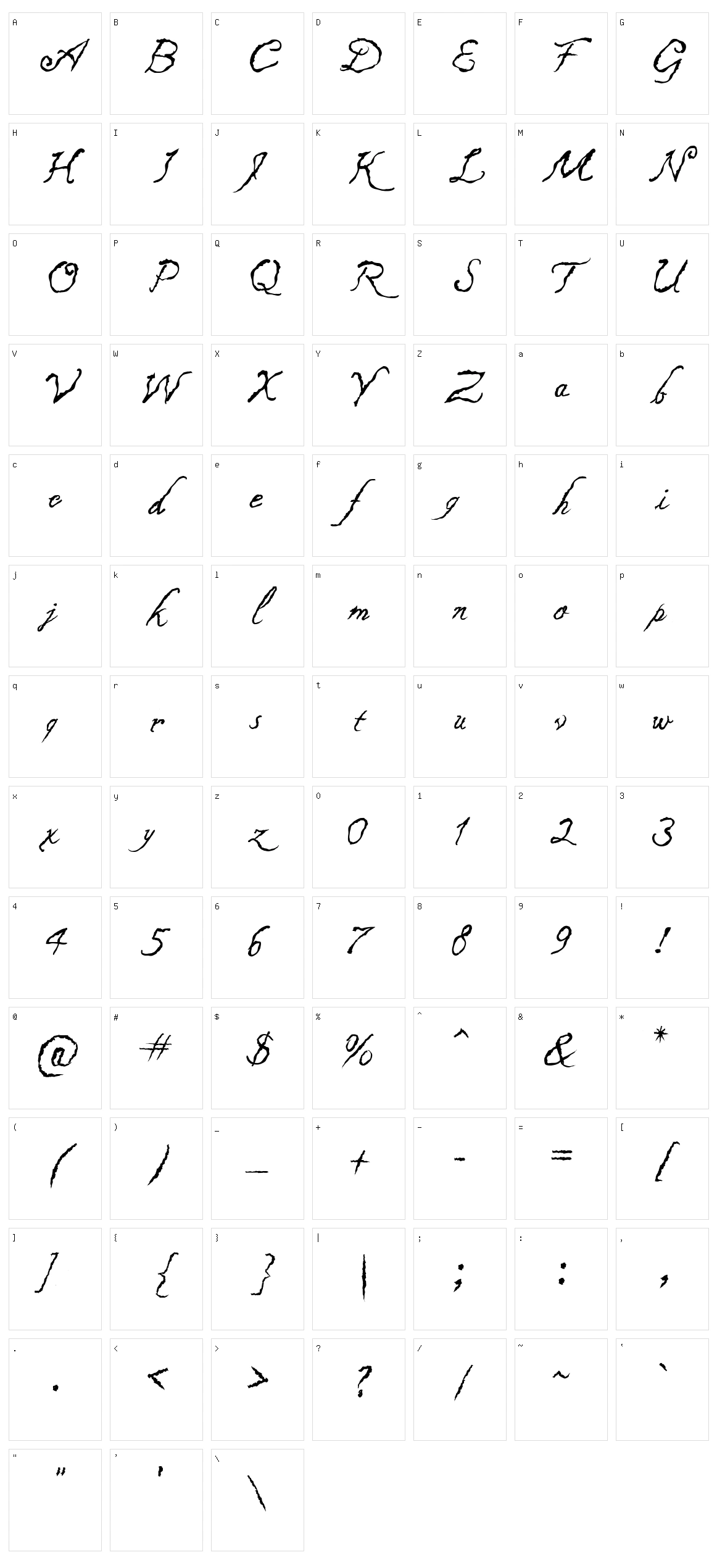 Caligraf 1435 Character Set