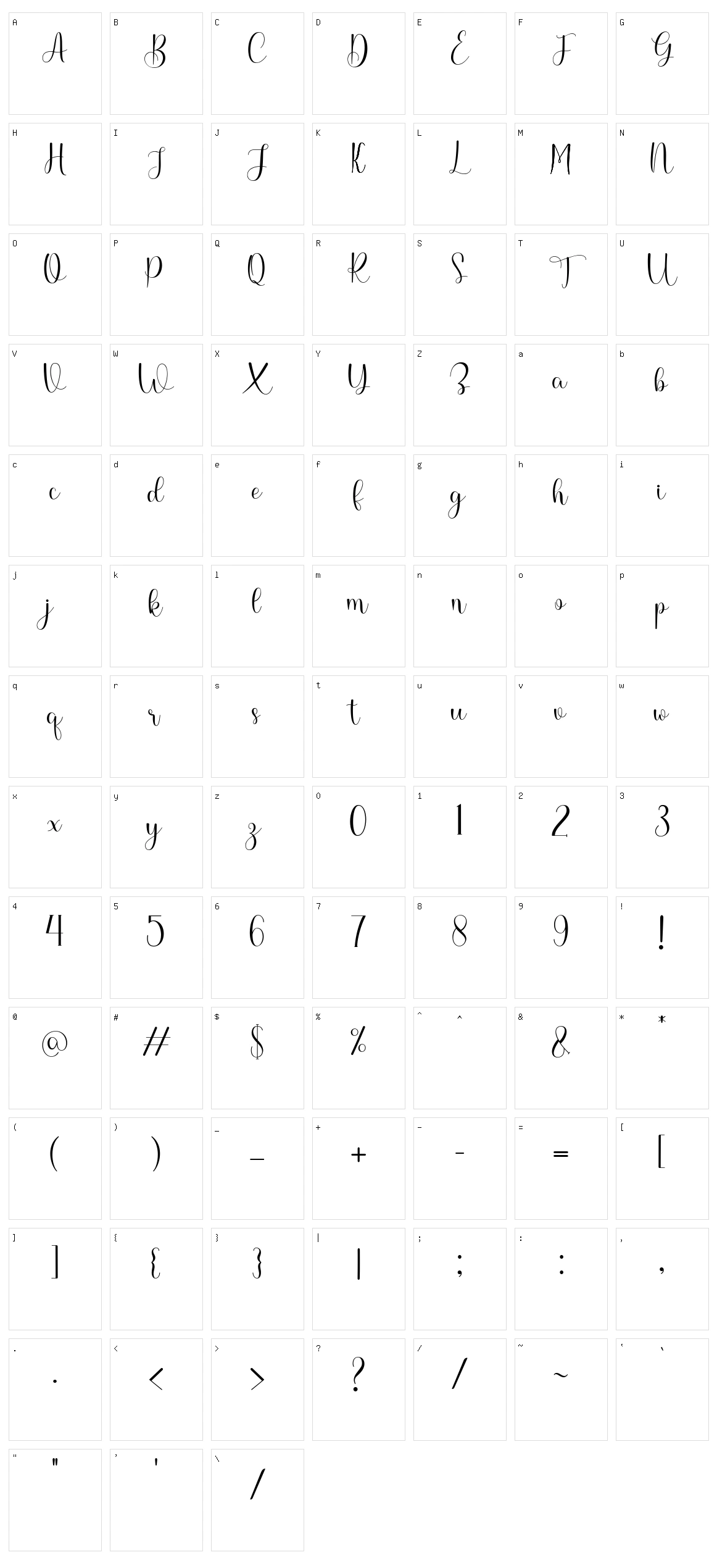 Calina Character Set
