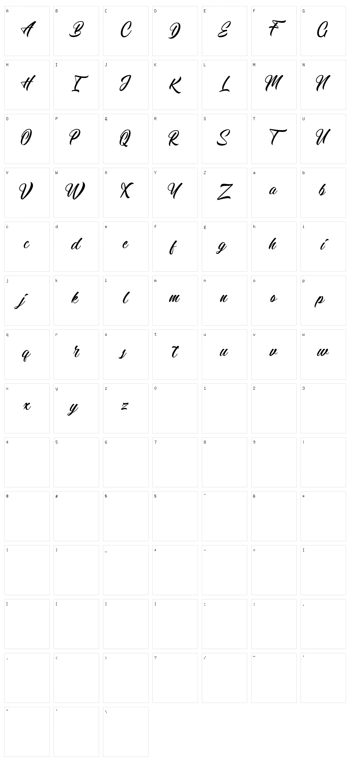 Calingham Character Set