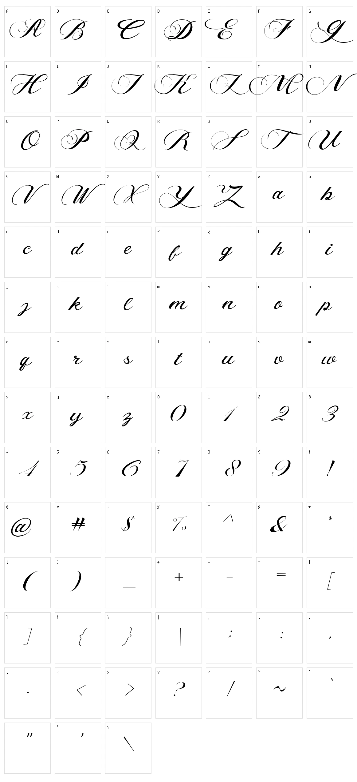 Callidar Character Set