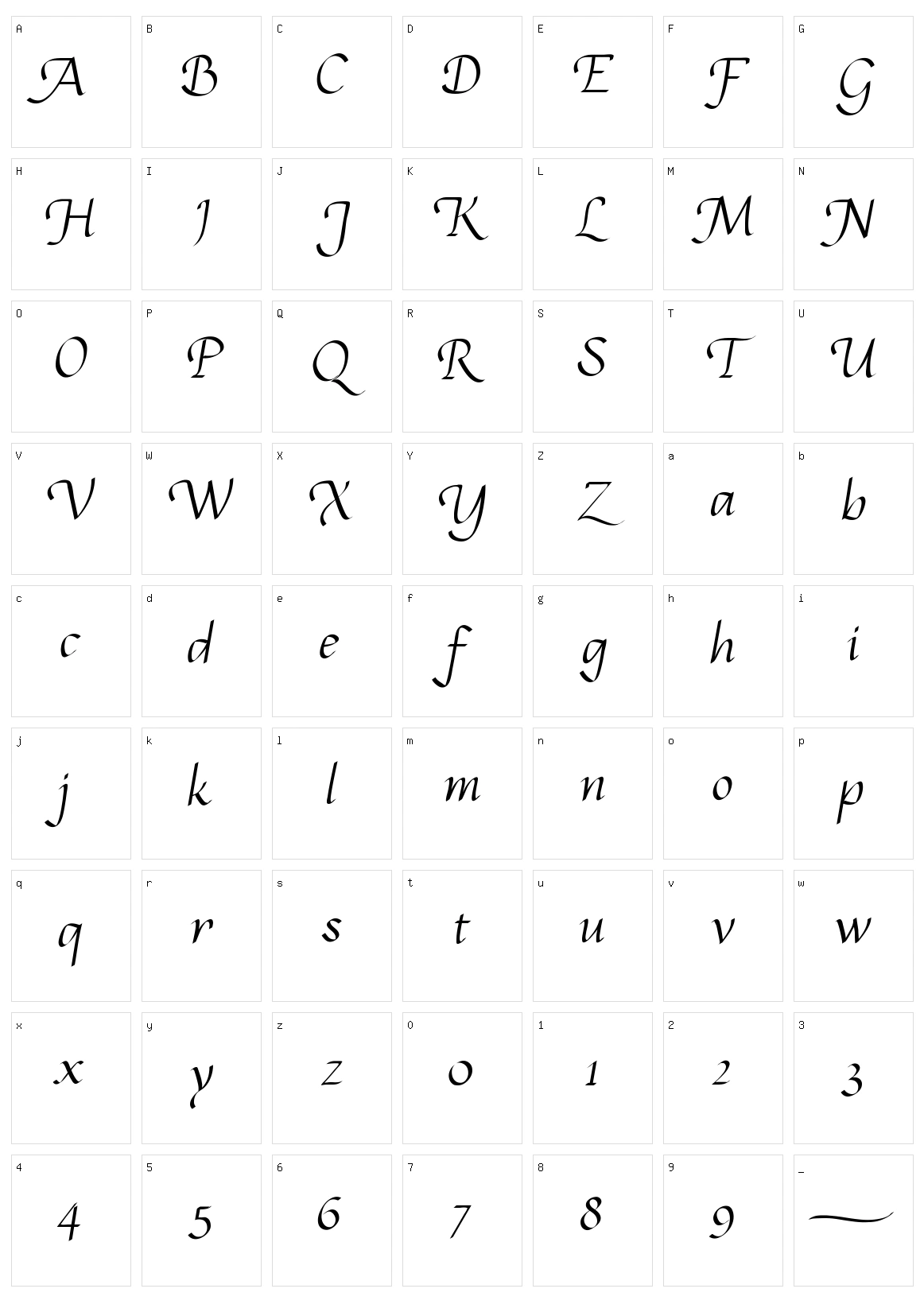 Calligram Character Set