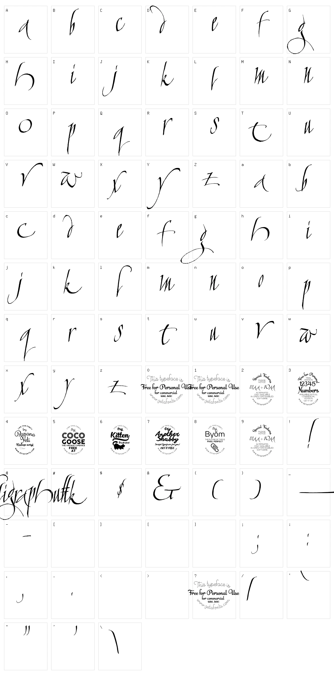 Calligraphunk Character Set