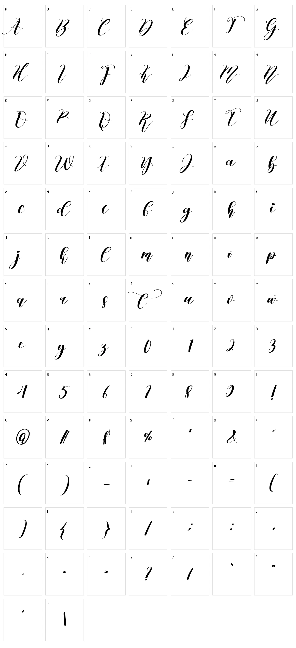 Calligraphy Character Set