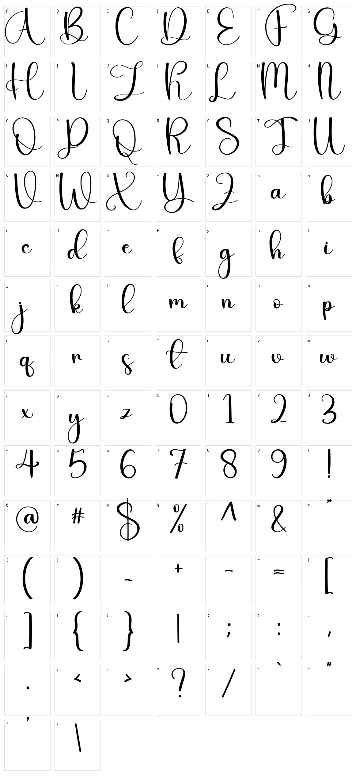 Calligraphy Character Set