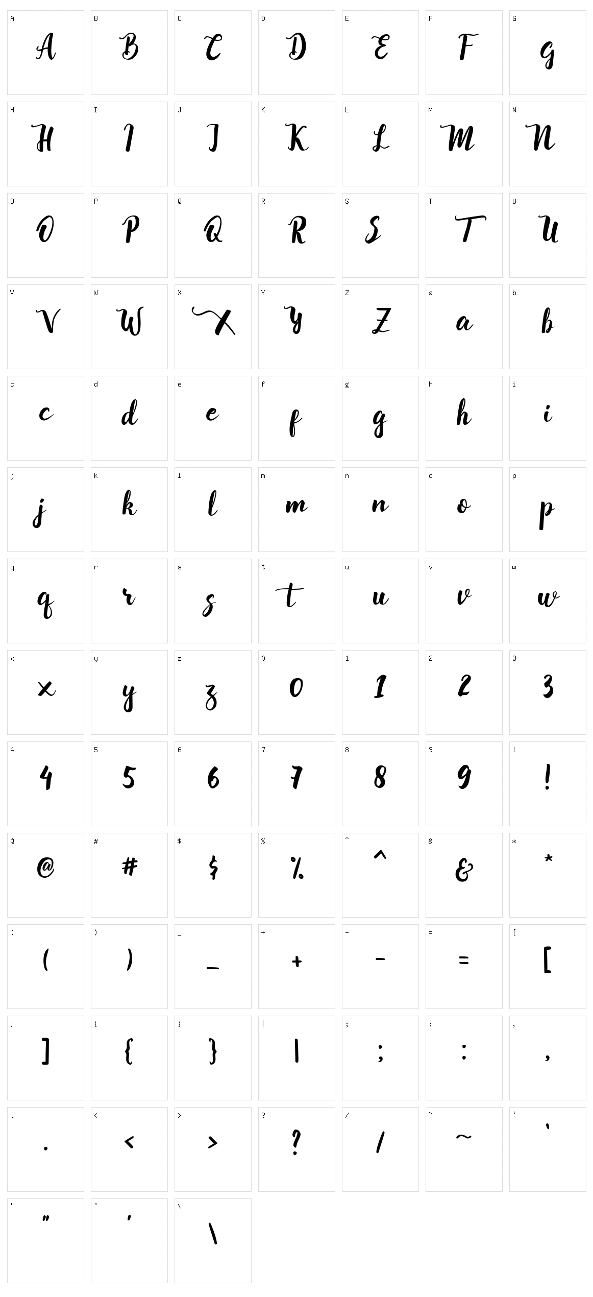 Callissta Character Set