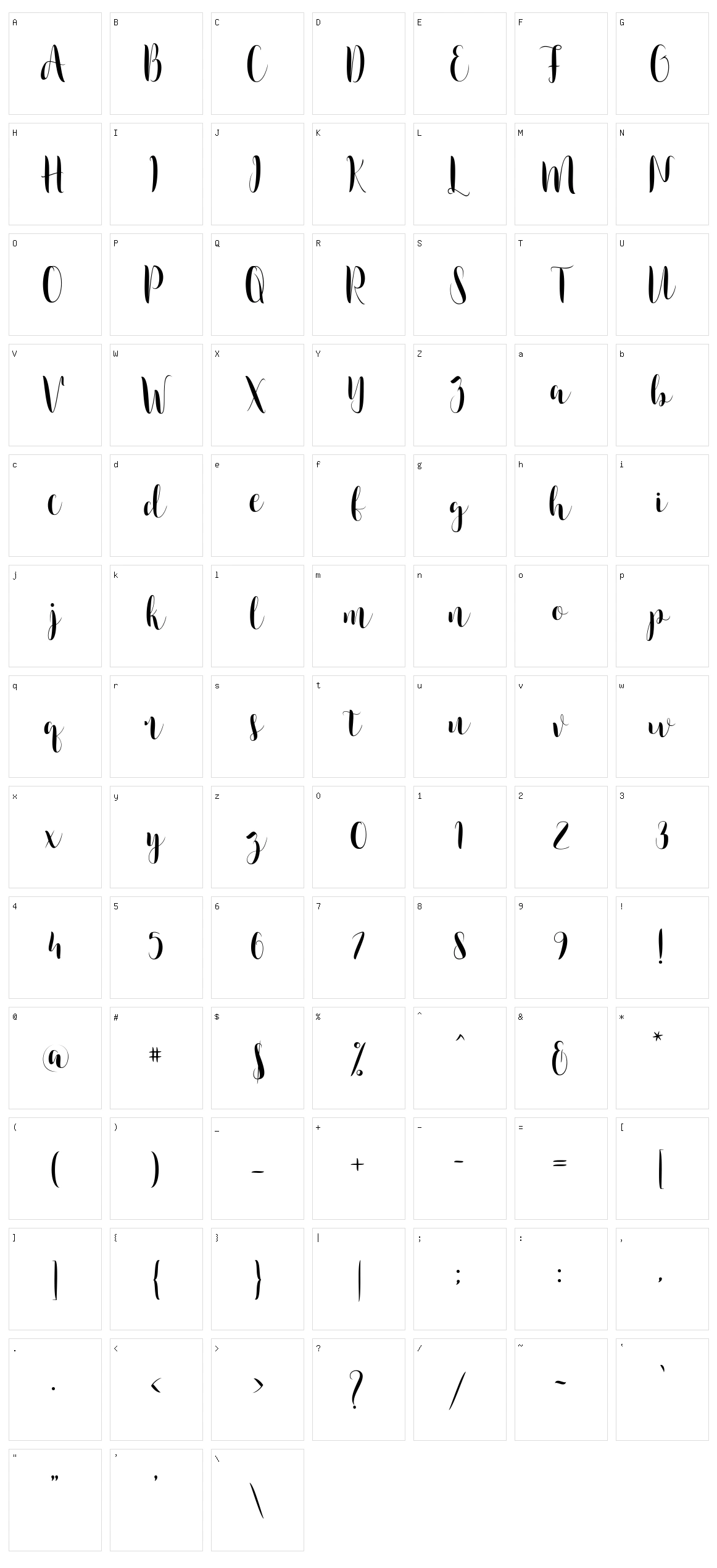 Camsia Character Set