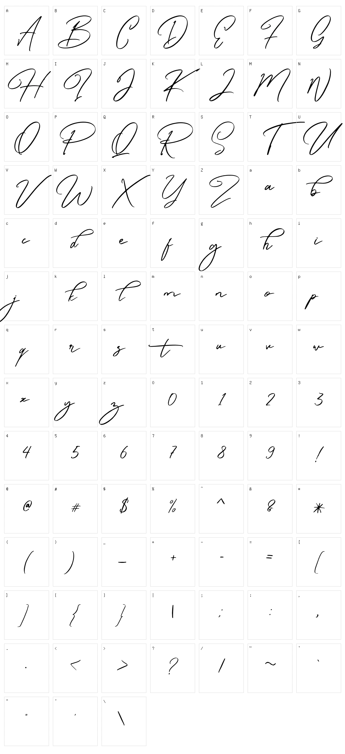 Caramello Character Set