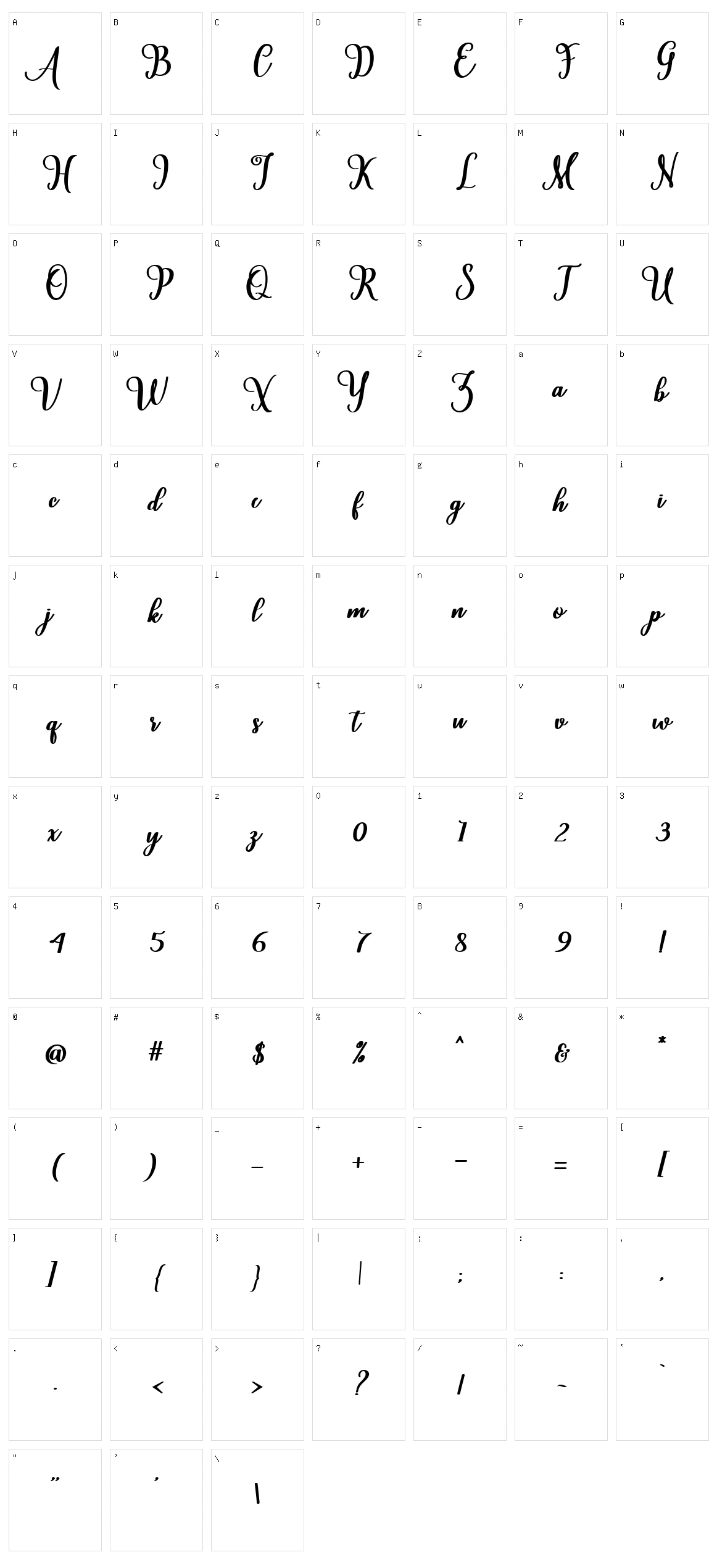 Cardina Character Set