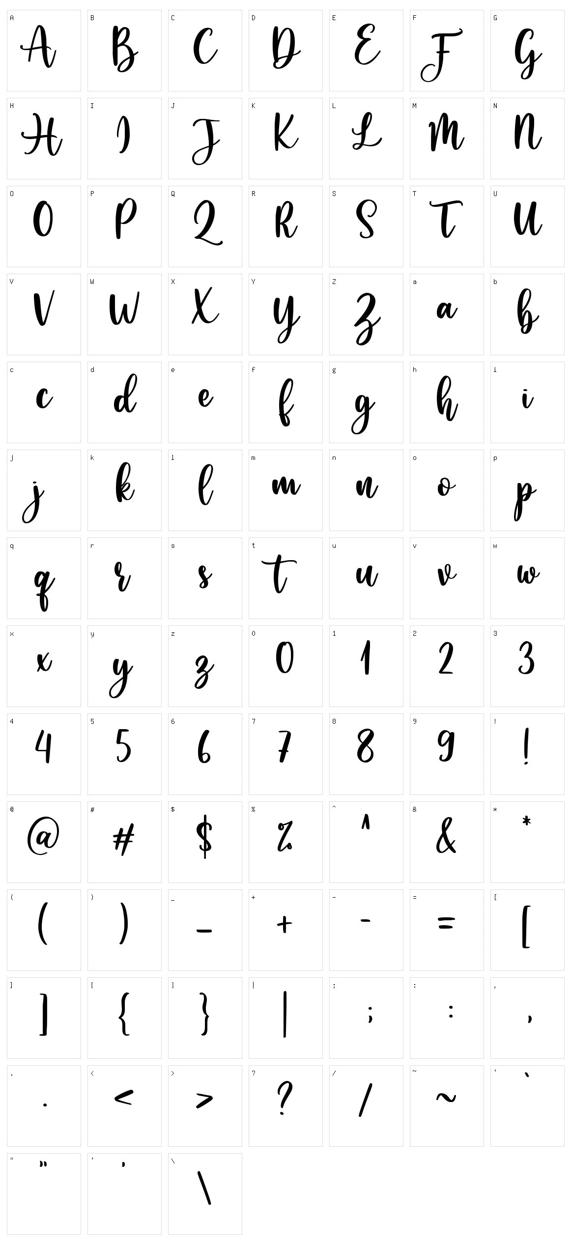 Caristha Character Set