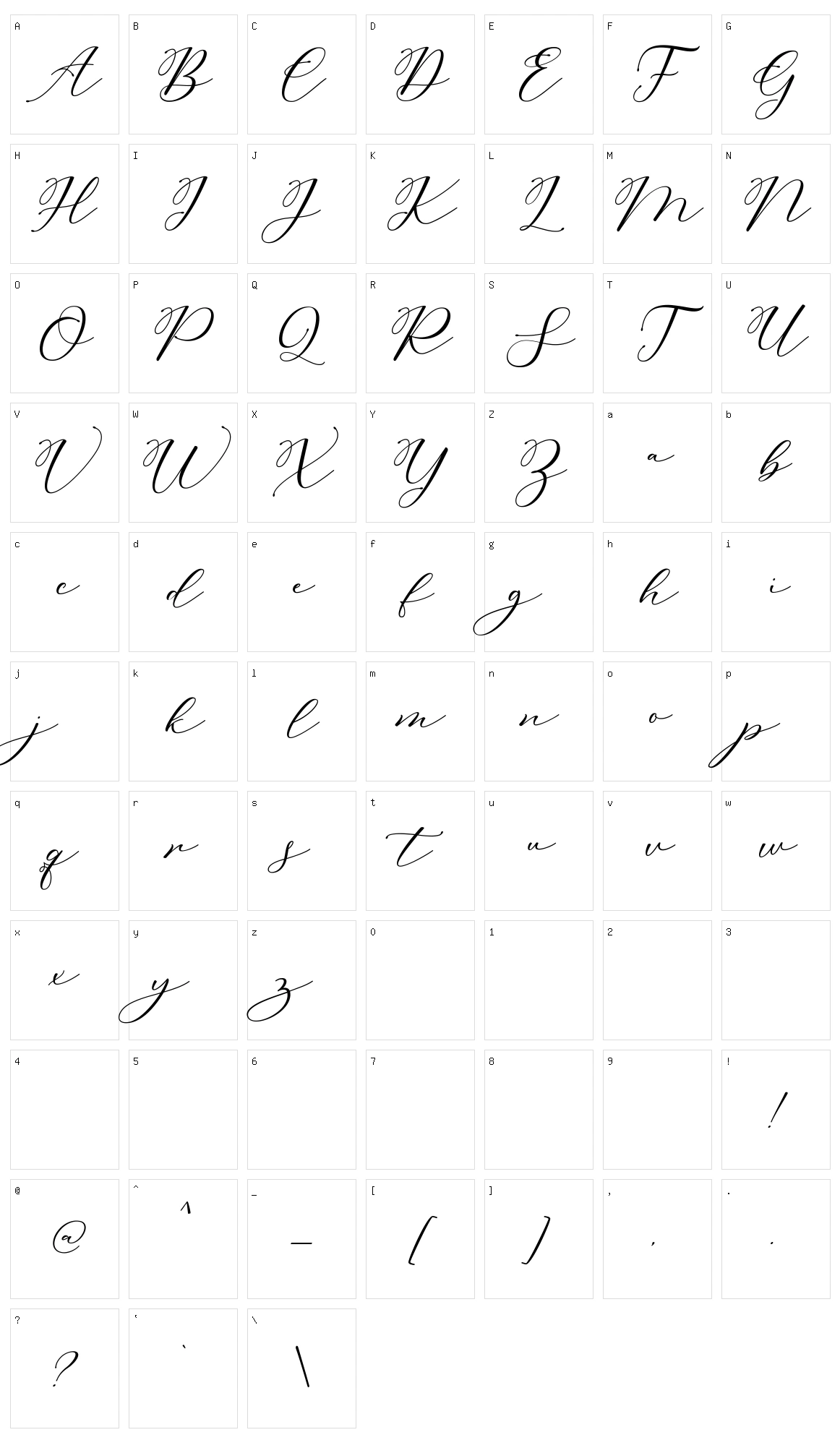 Carliste Script Character Set