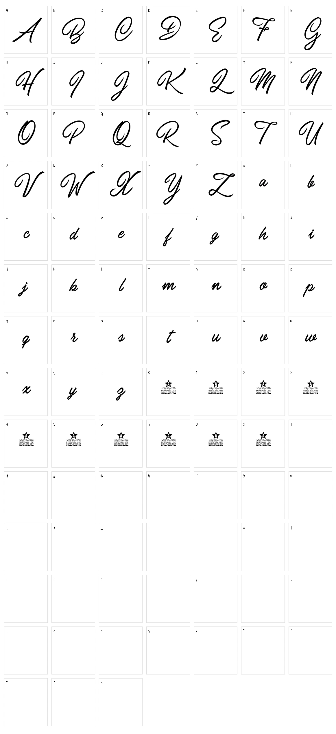 Carolina Mountains Character Set