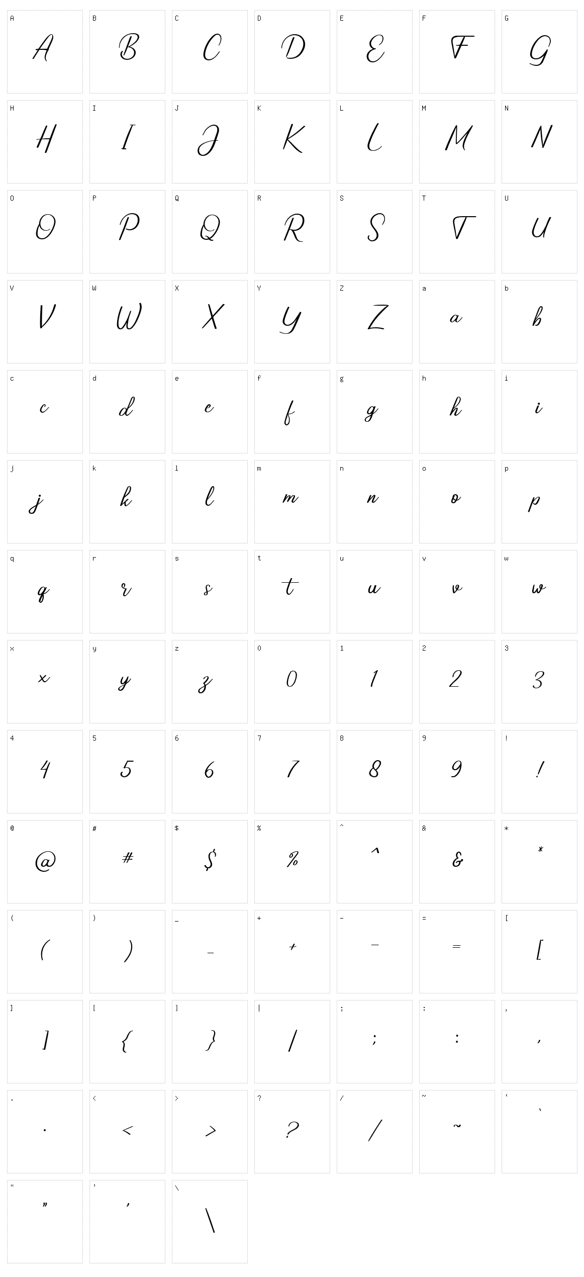 Carolisa Character Set
