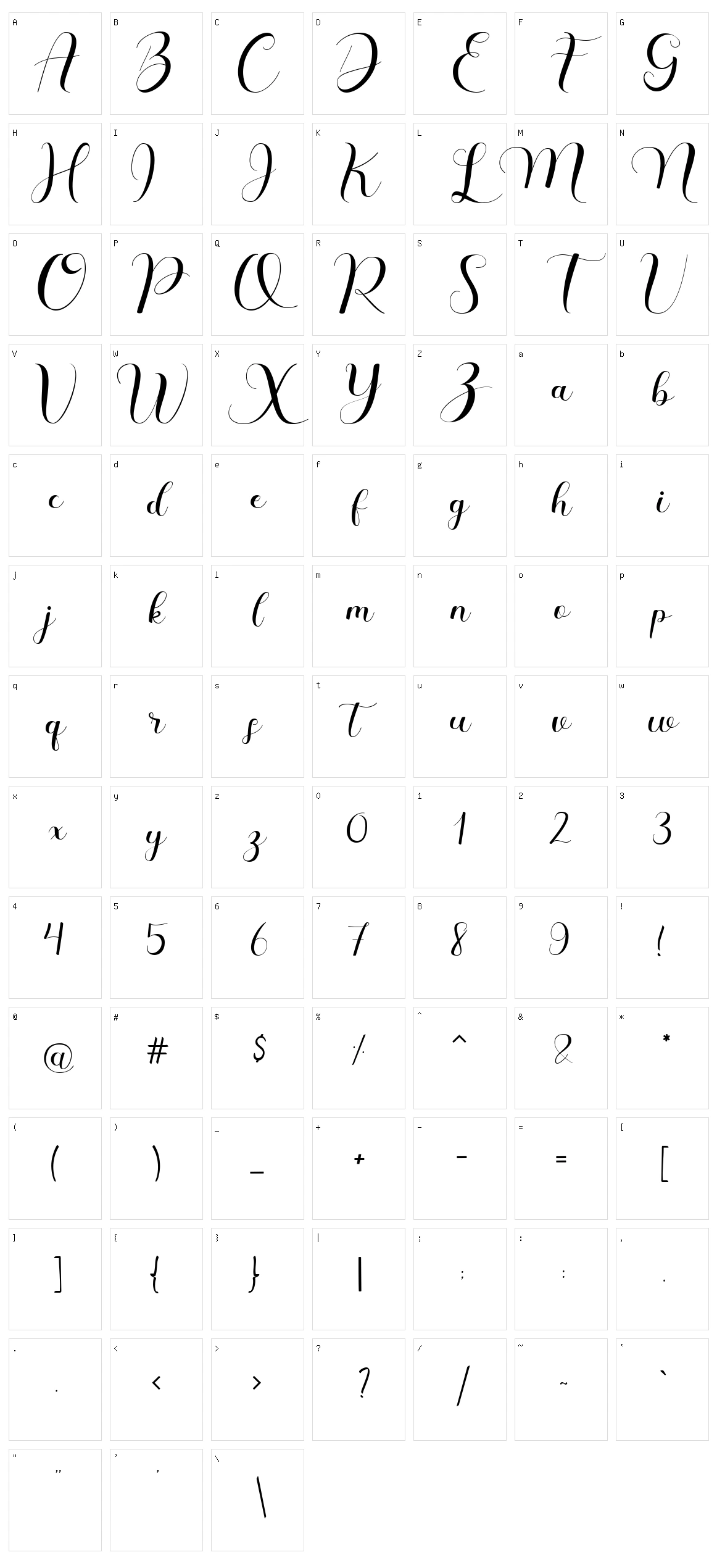 Castina Character Set