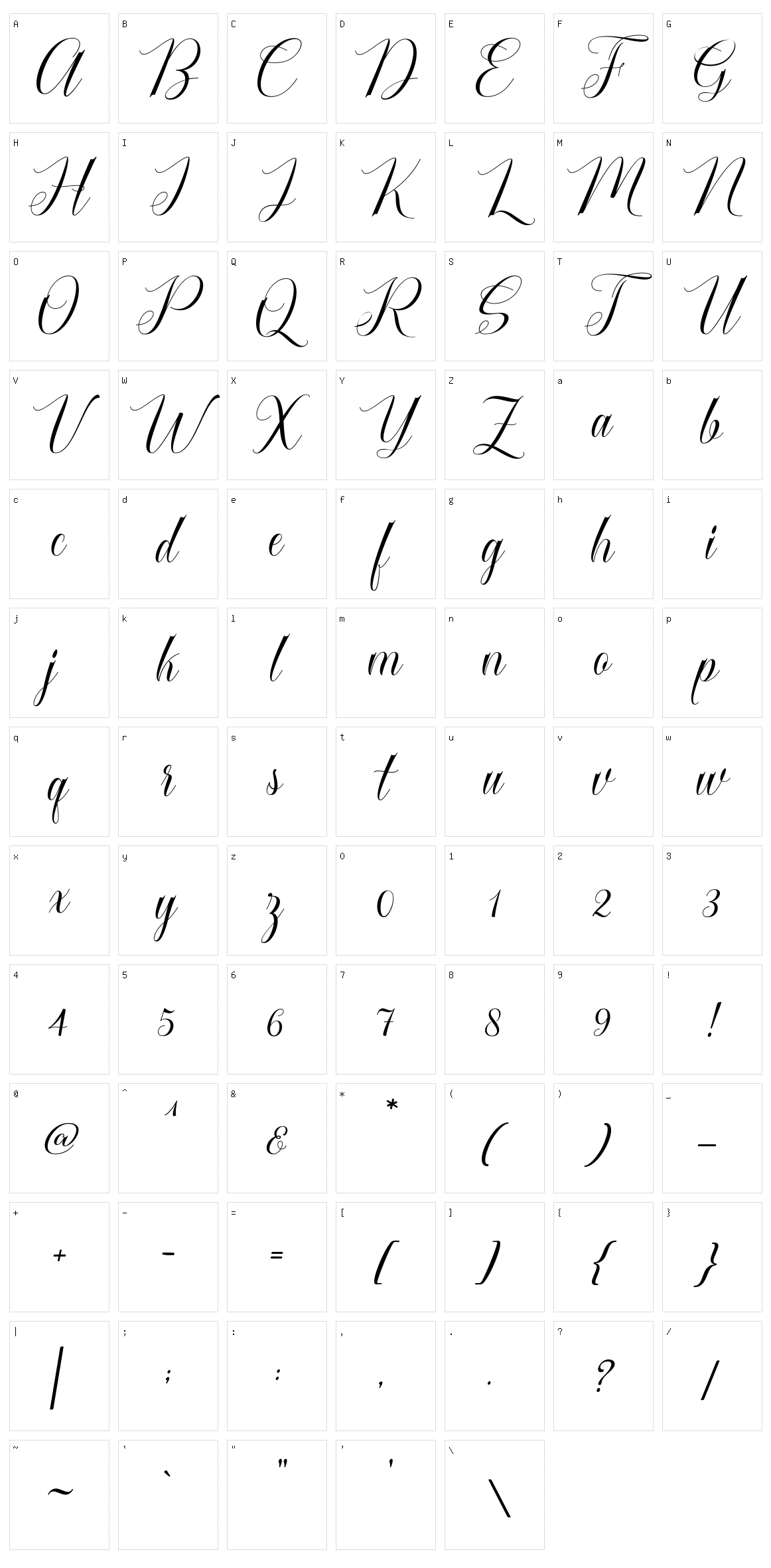Cataline Script Character Set