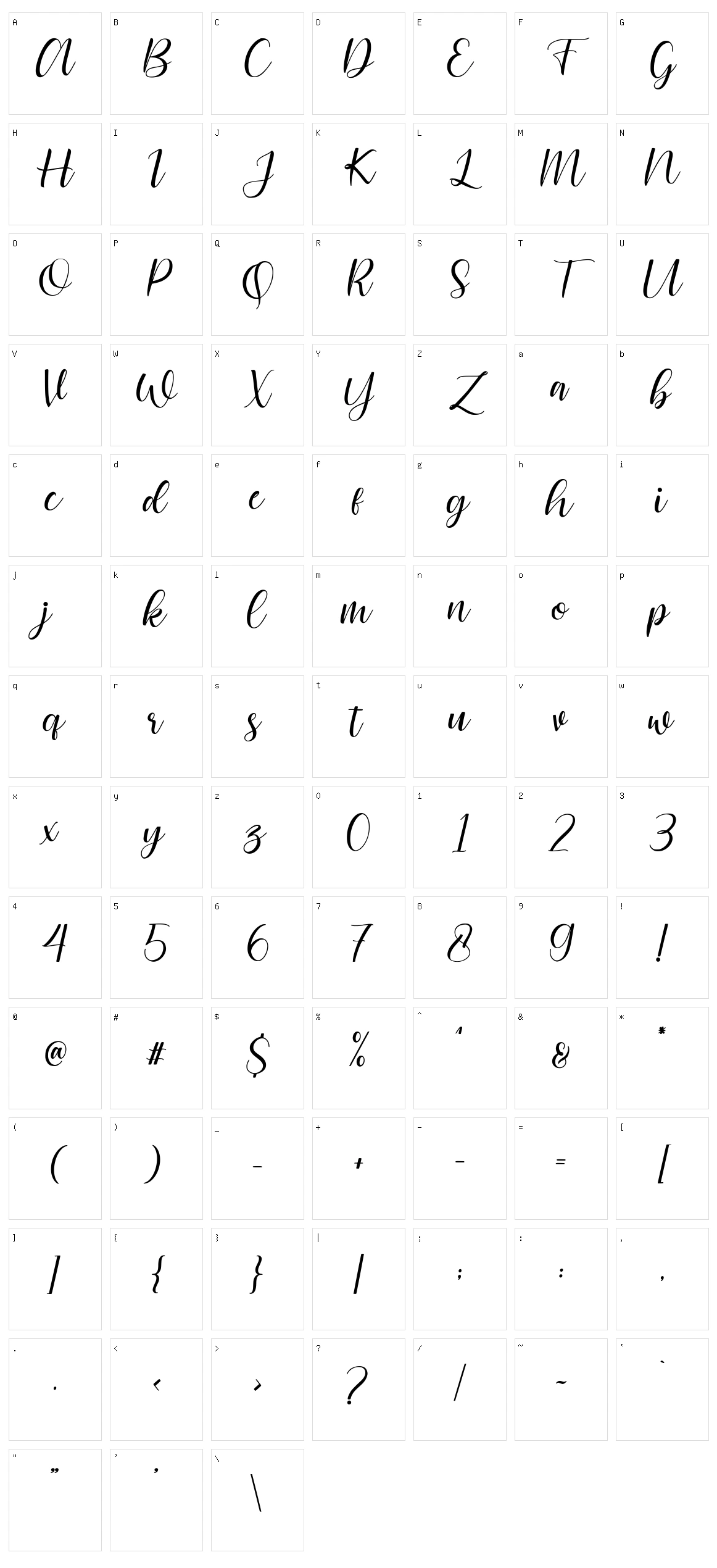 Cattalina Character Set