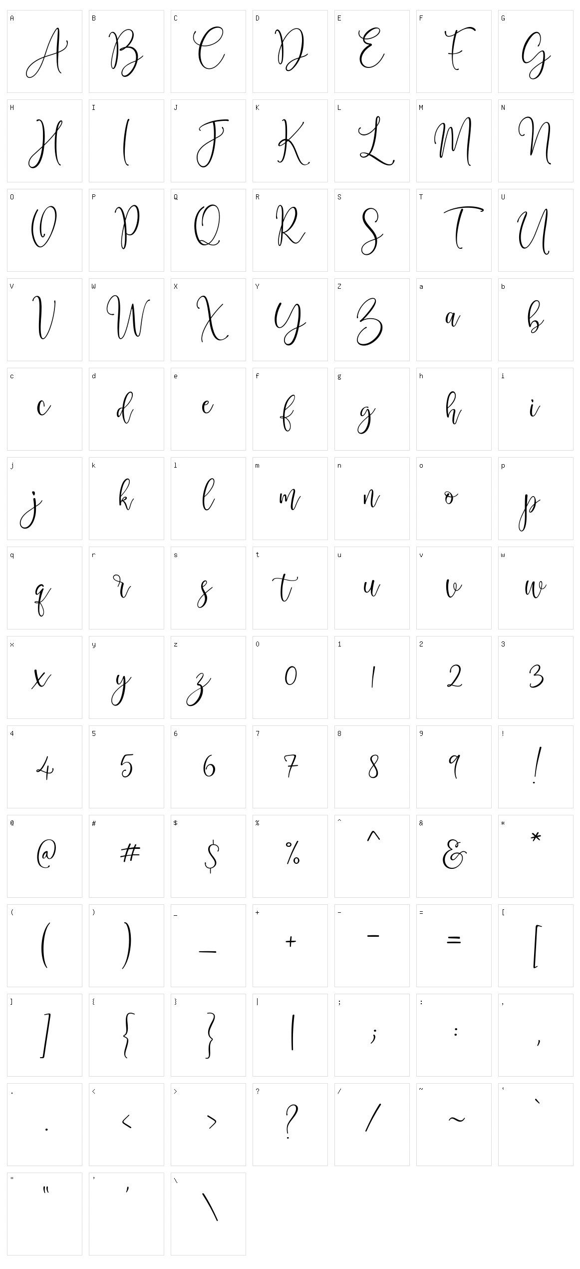 Cattieshine Character Set