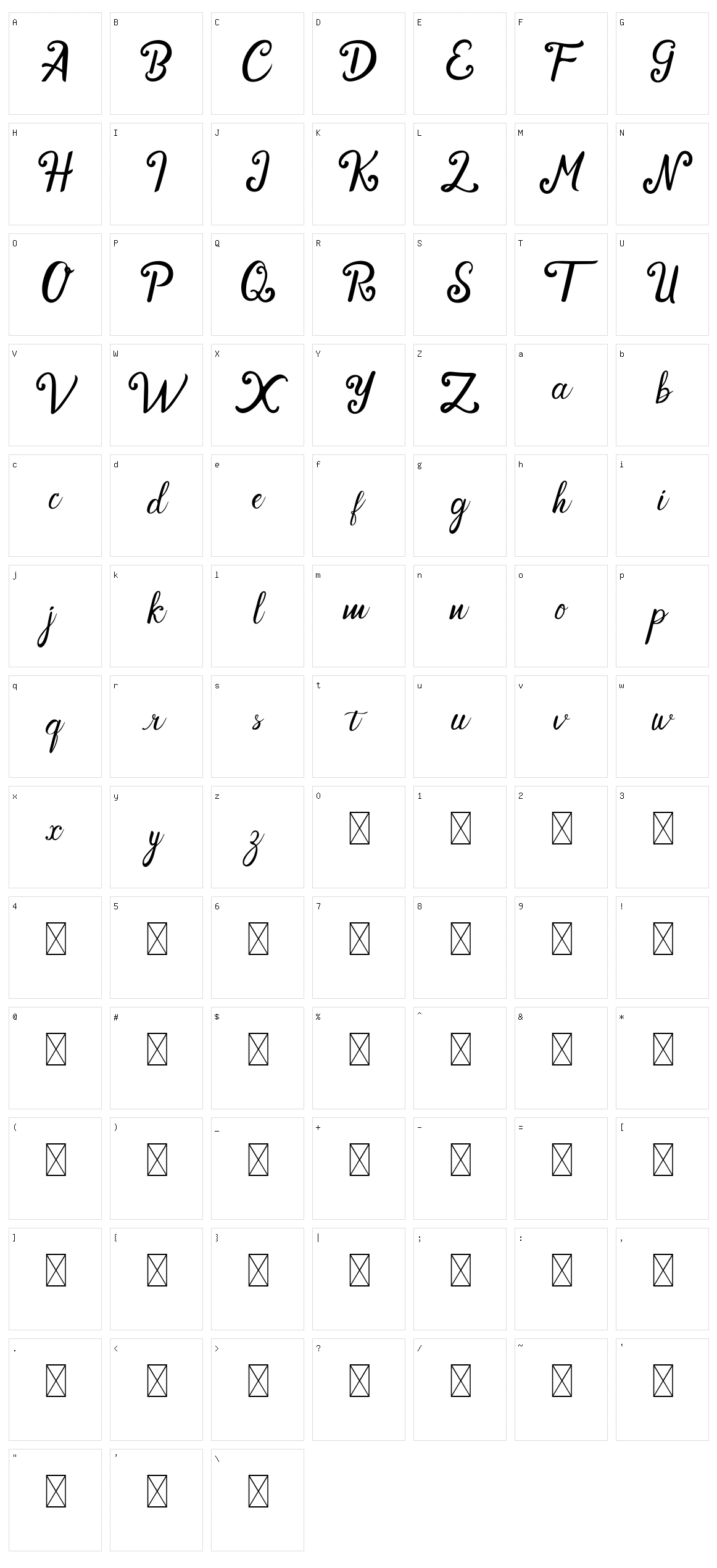 Cendhany Character Set