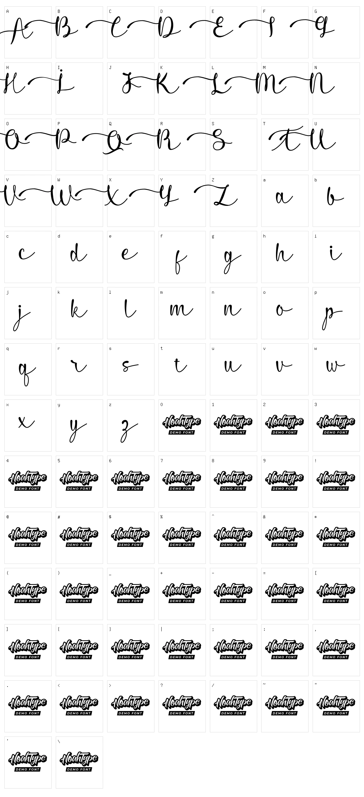 Ceryson Script Character Set