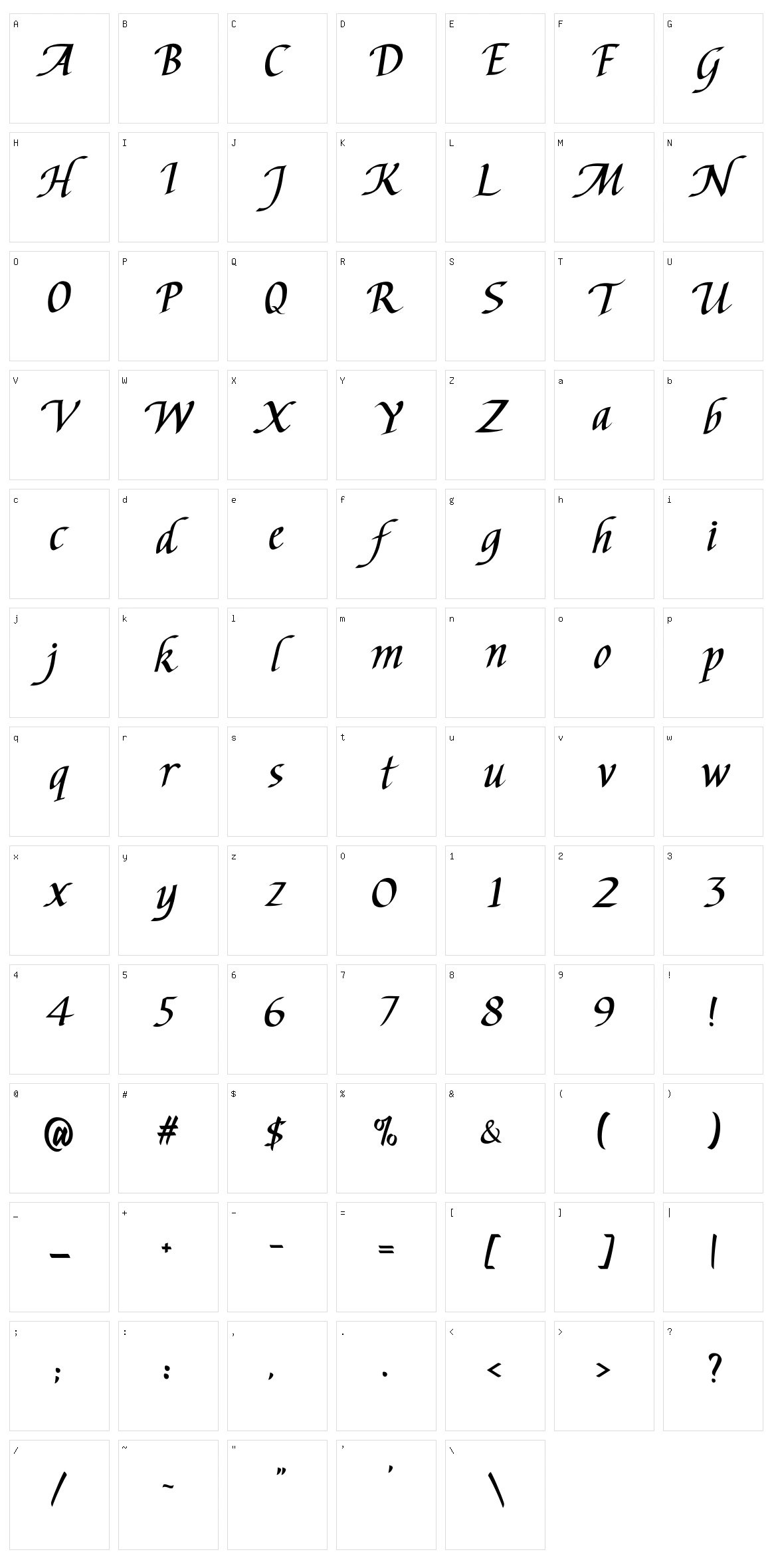 Chancery Stars Character Set