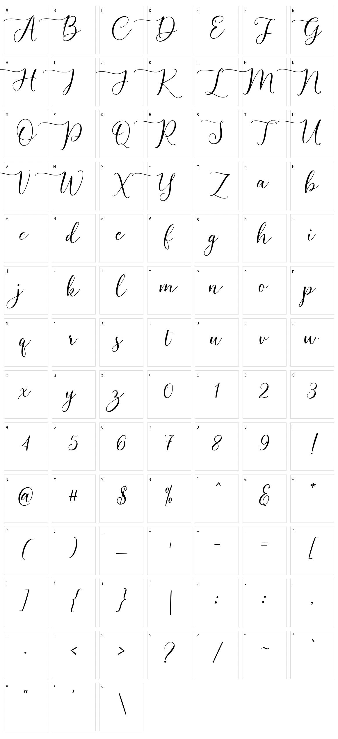 Chandler Script Character Set