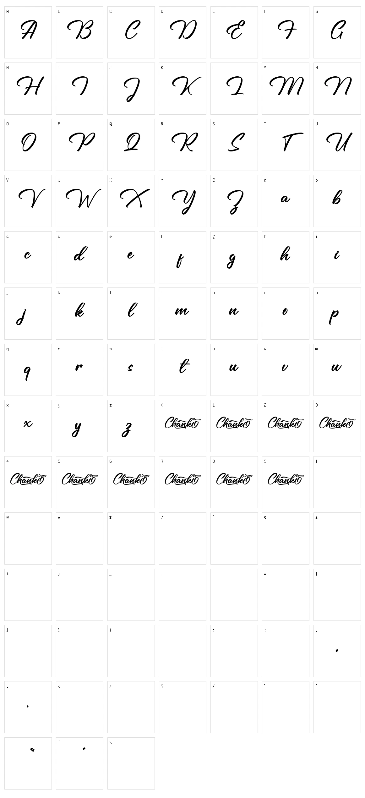 Chanki Character Set