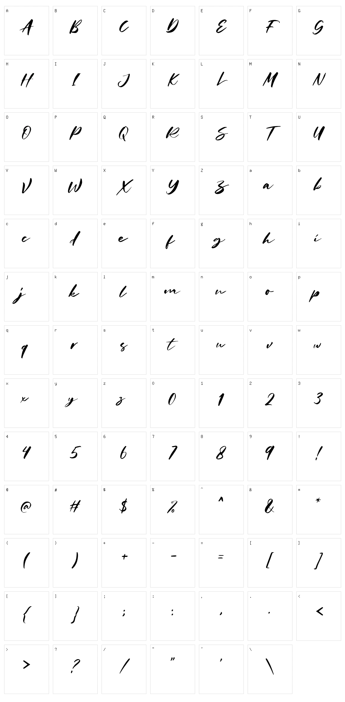 Charlotta Script Character Set