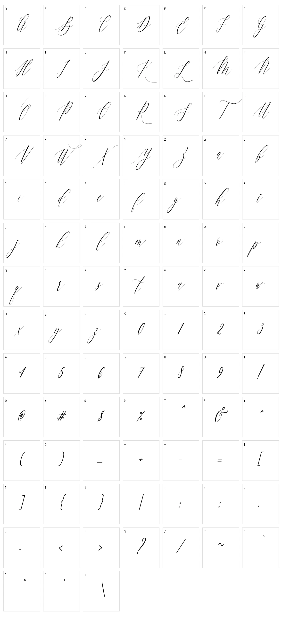 Charlotte Calligraphy Character Set