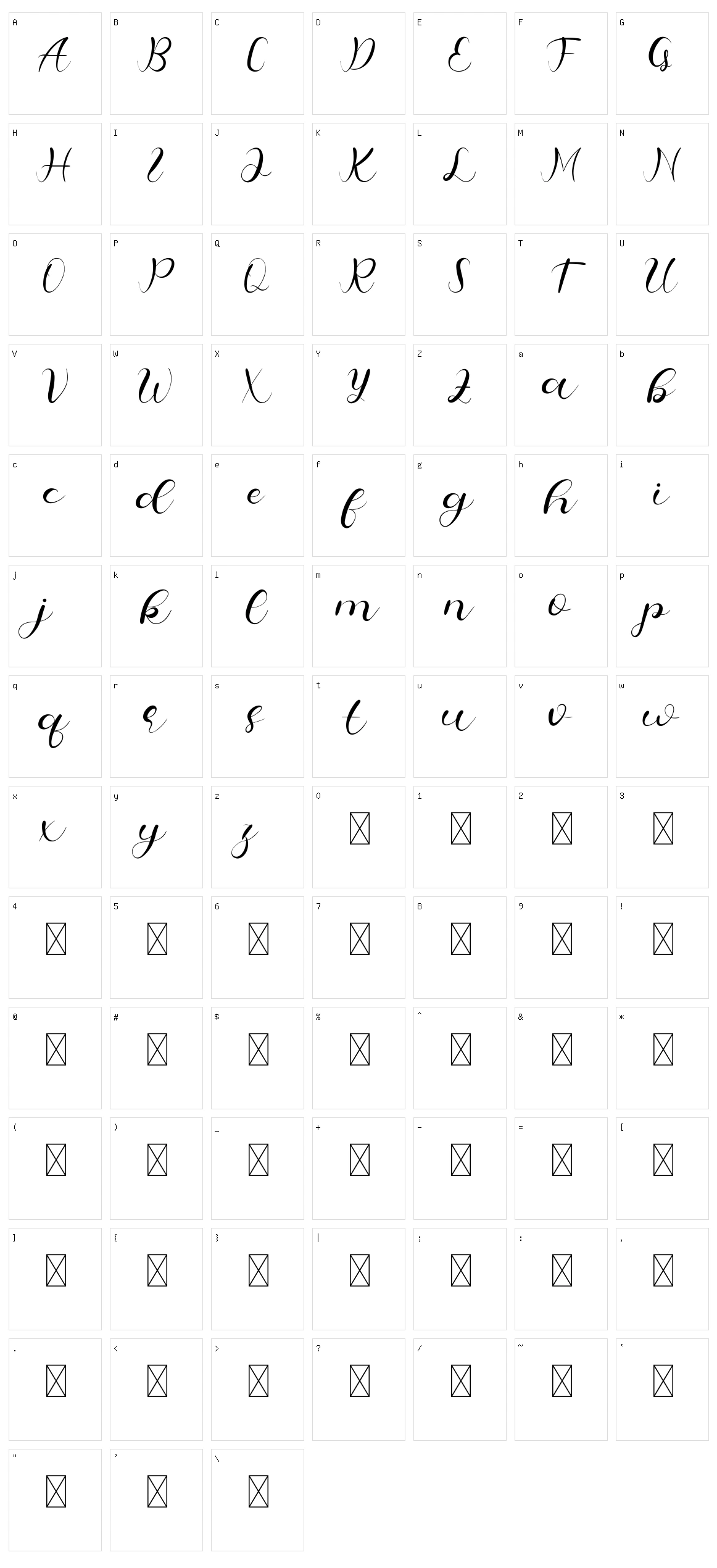 Cheeks Rosy Script Character Set