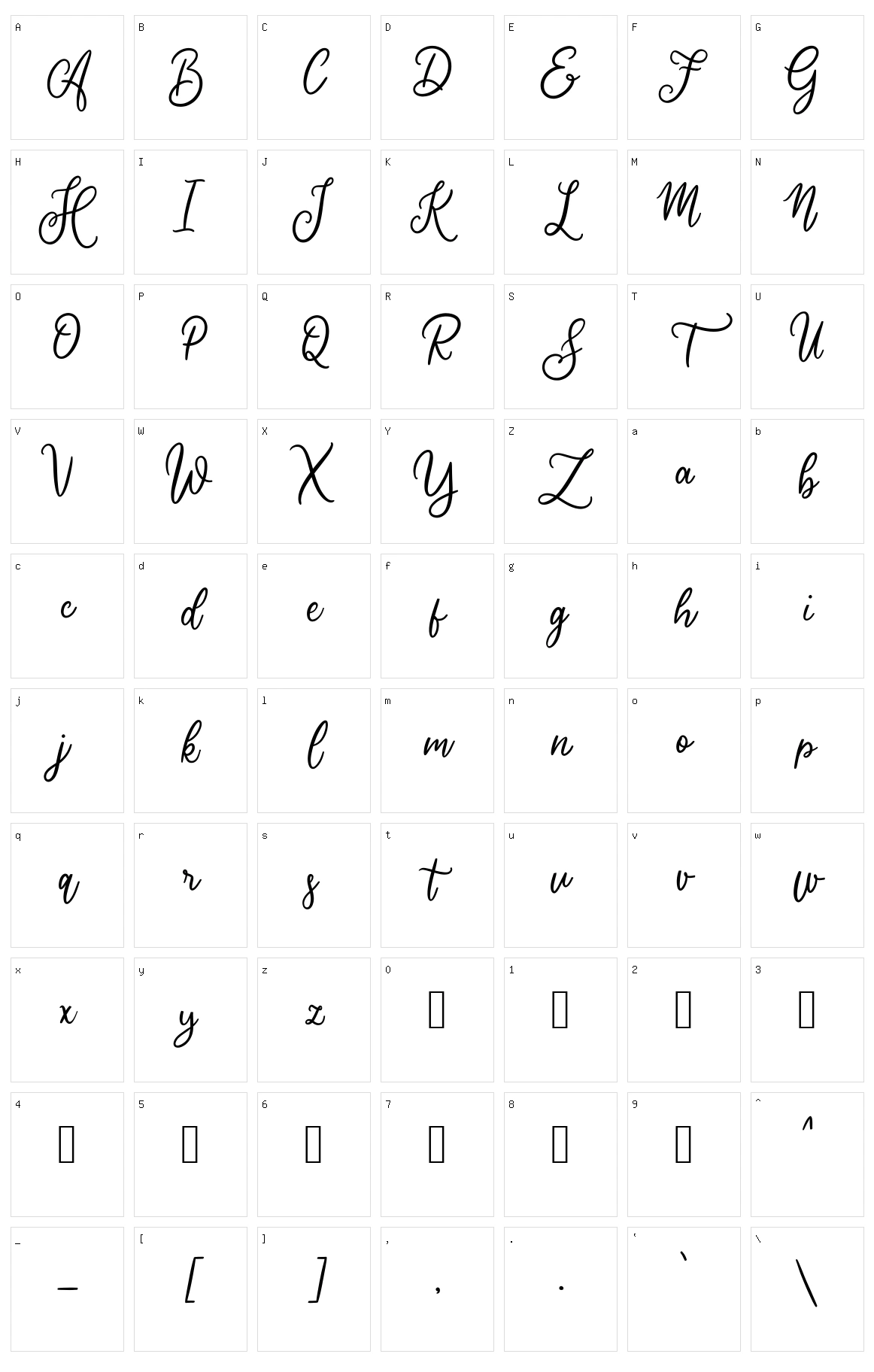 Cherishia Character Set