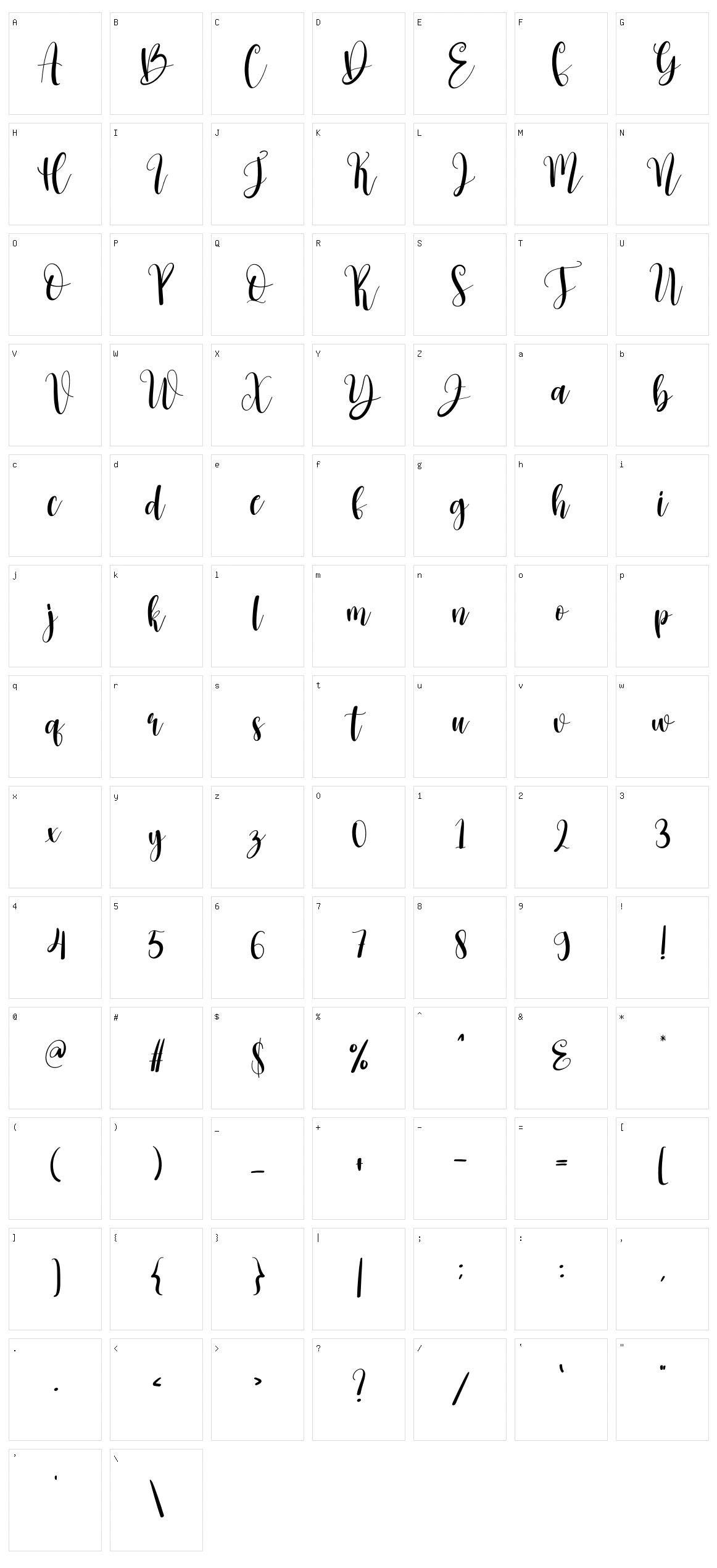 Chocolate Signature Character Set
