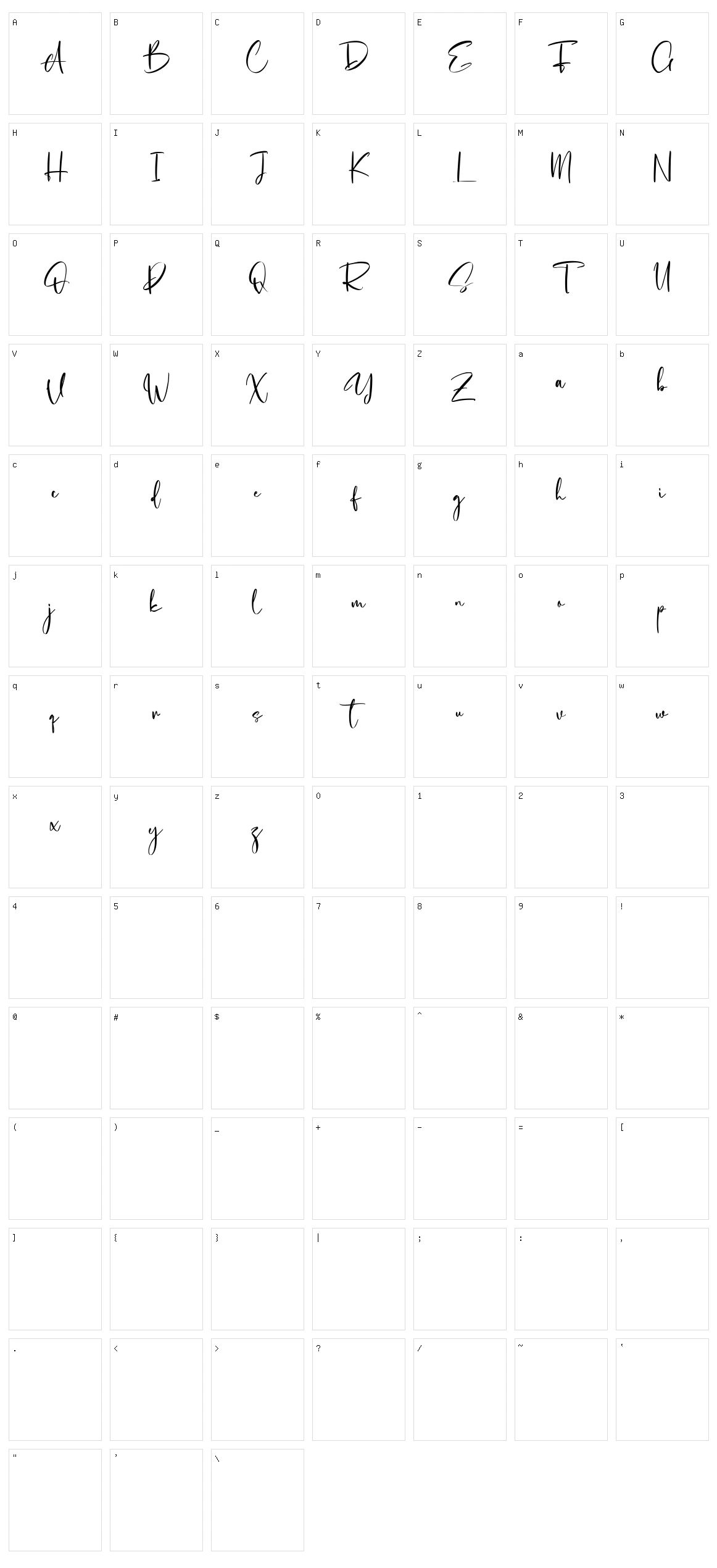 Cholasette Character Set