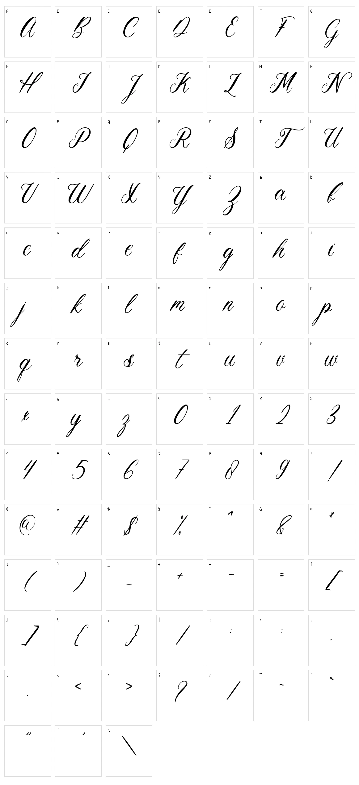 Chriselda Character Set