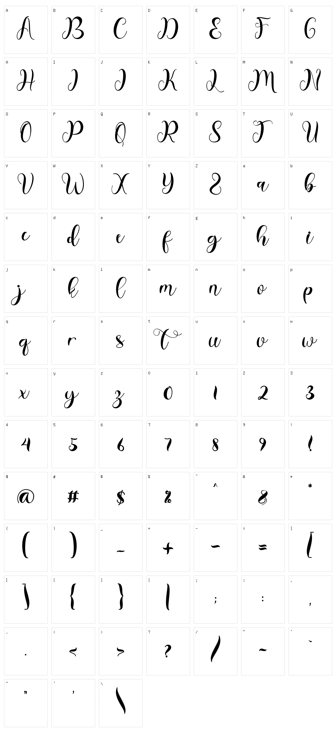 Christmas Script Character Set