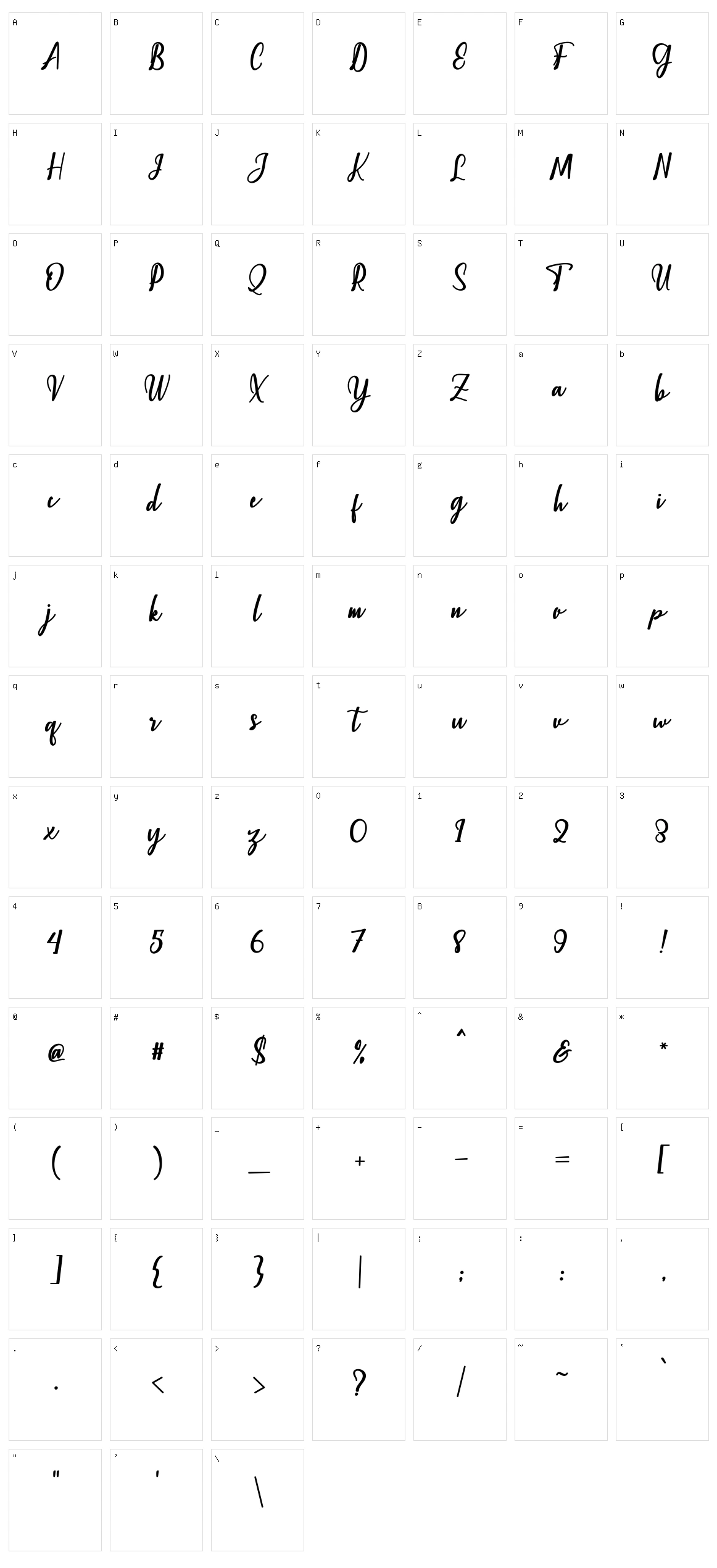 Christopher Script Character Set