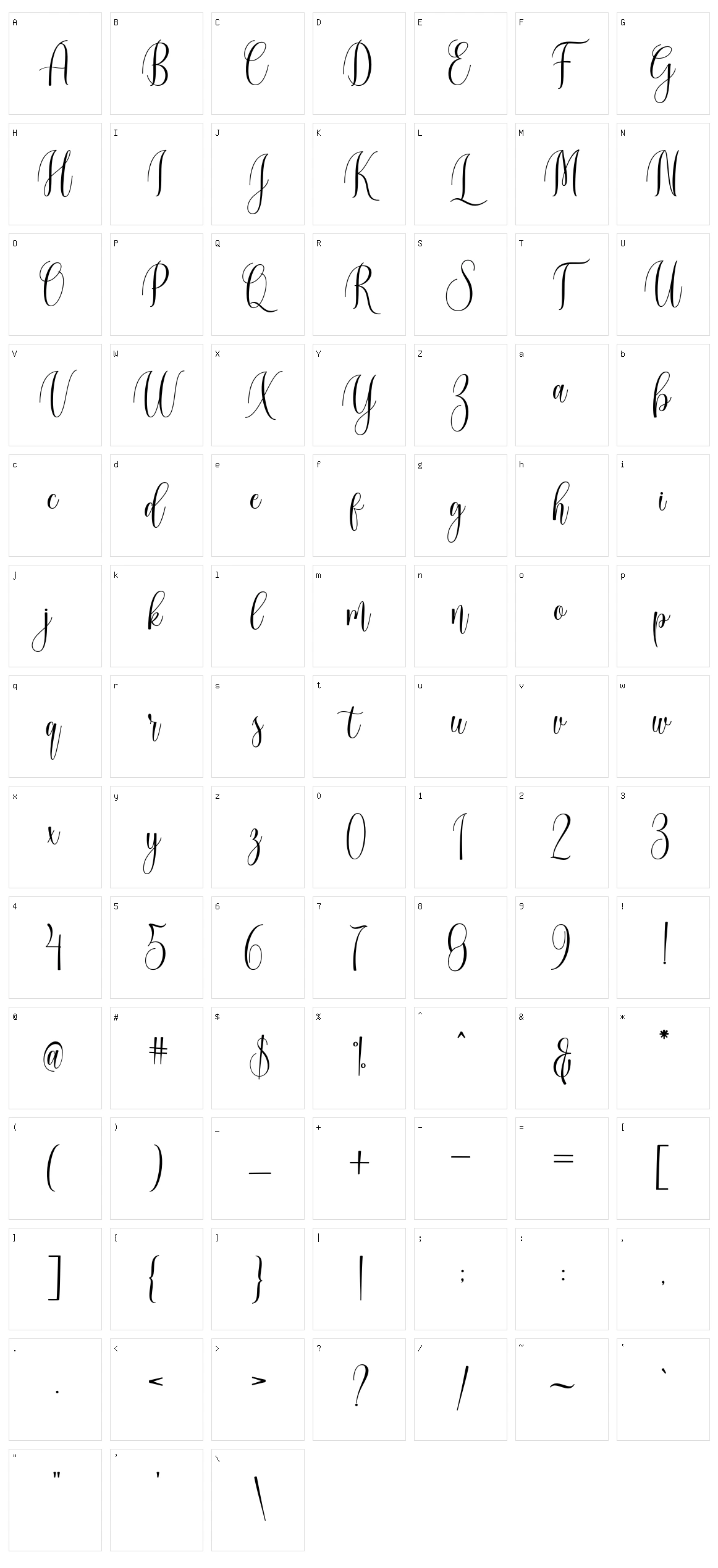 Cinderella Script Character Set
