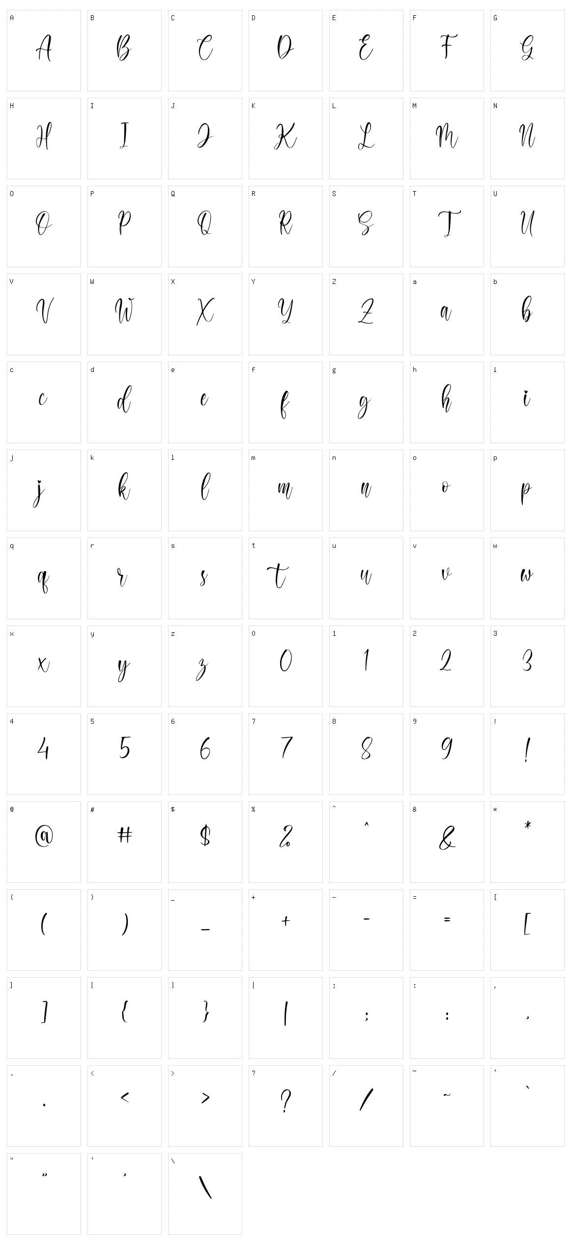 Clareta Character Set