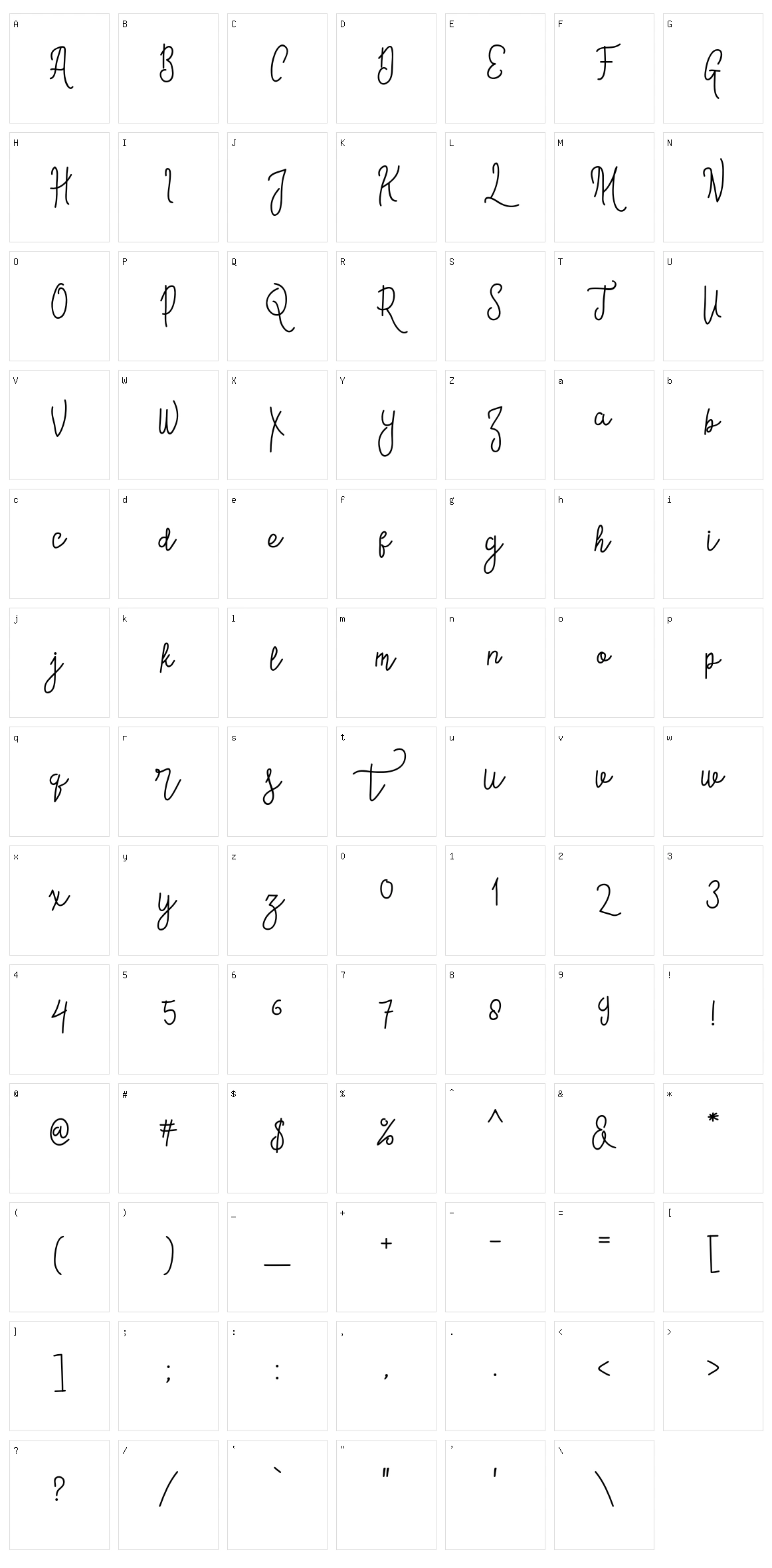 Contento Script Character Set