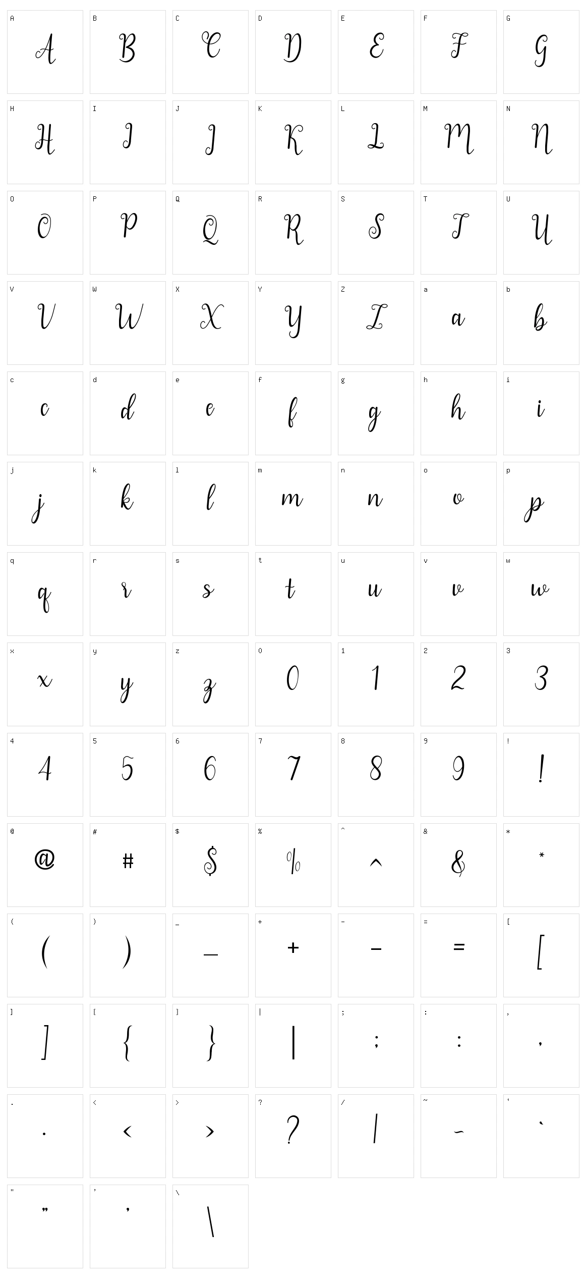 Corellina Character Set