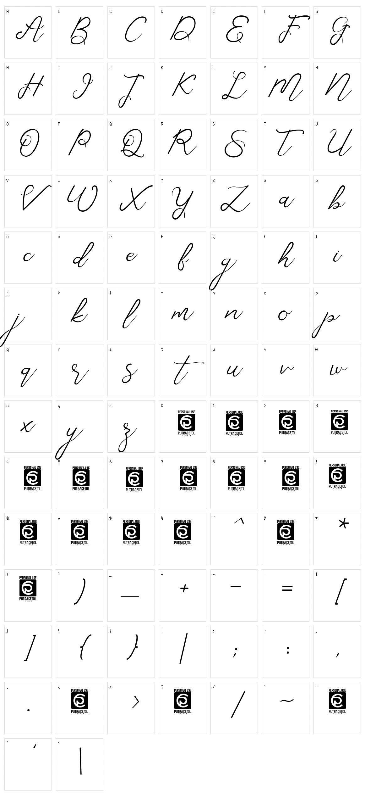 Corlita Script Character Set