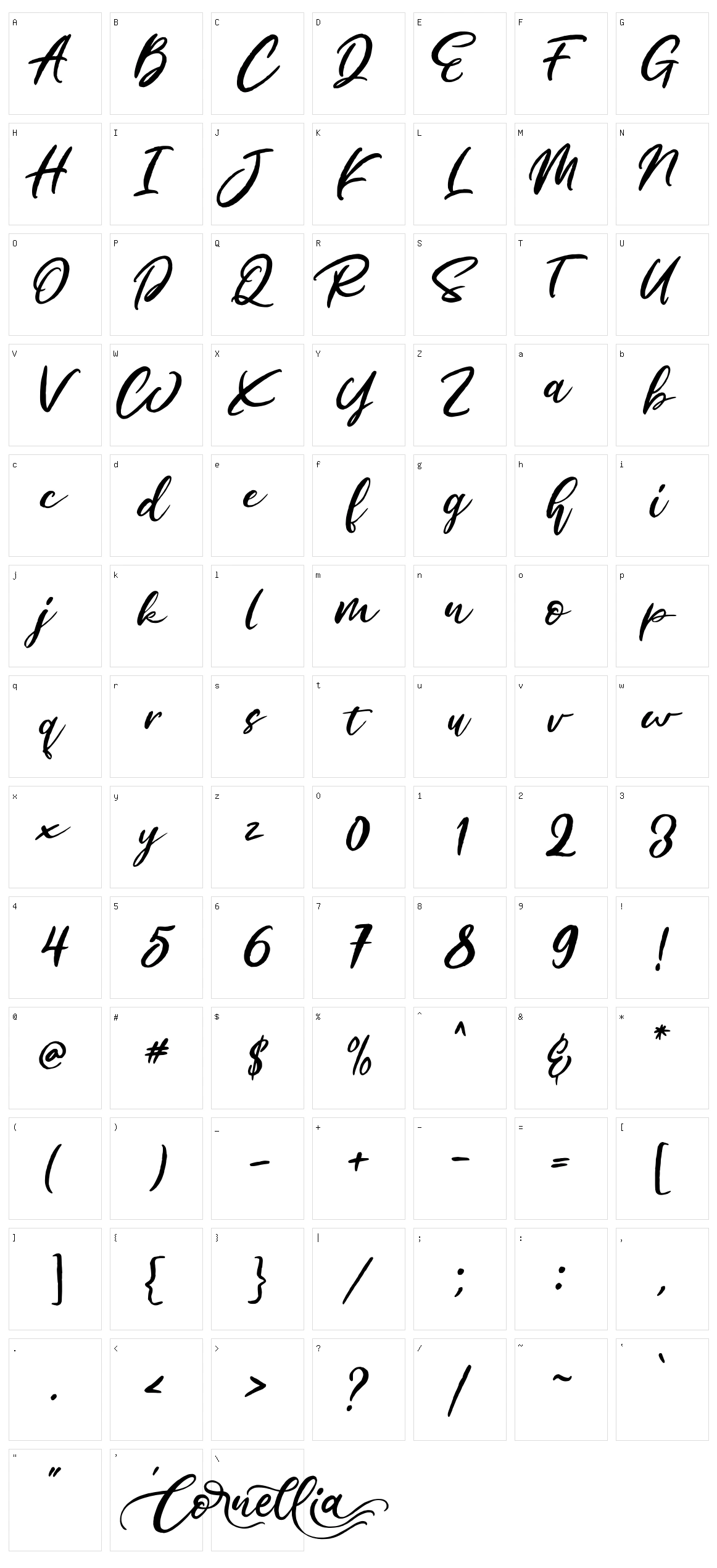 Cornellia Character Set