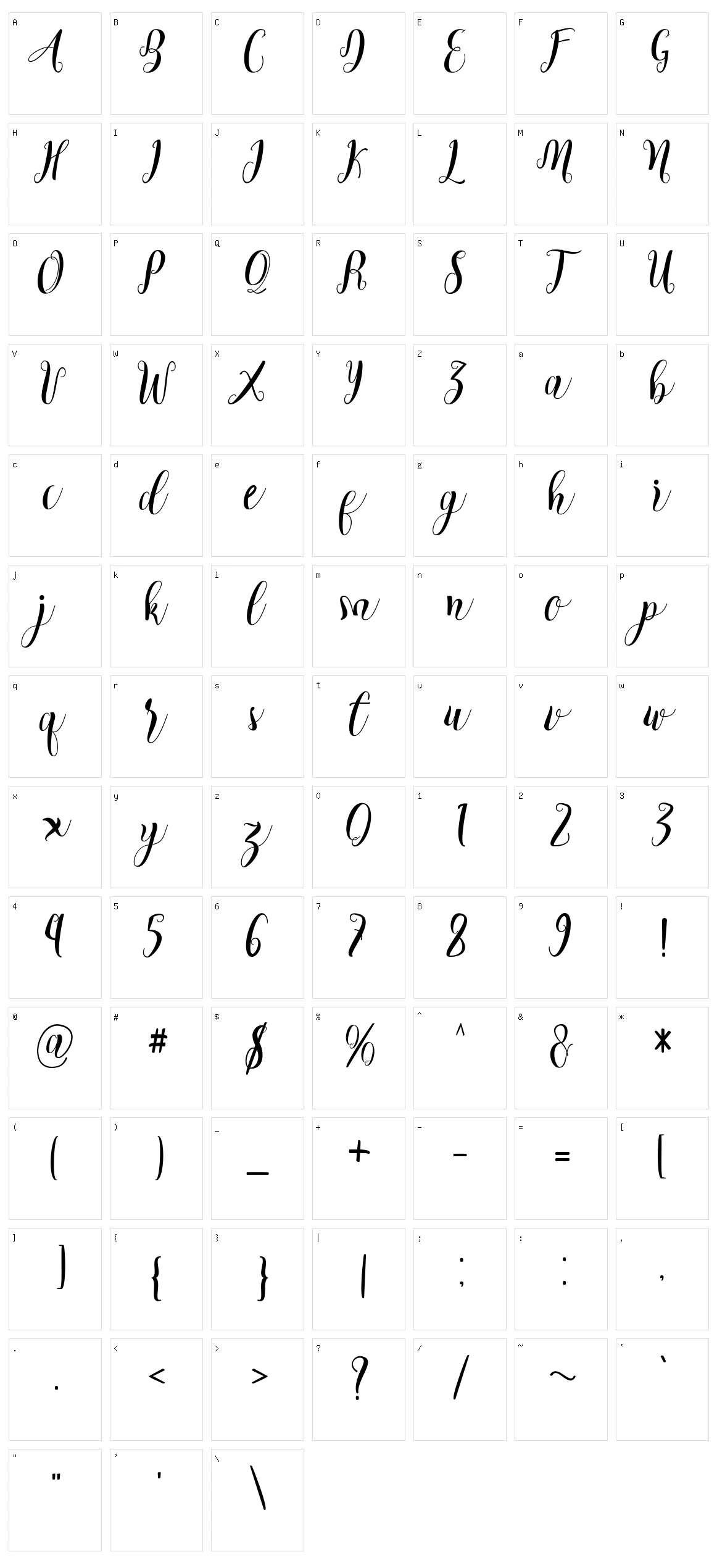 Cratti Character Set