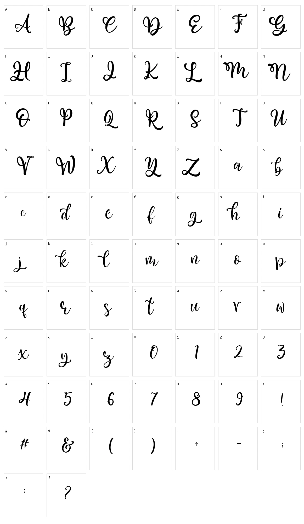 Cristabella Character Set