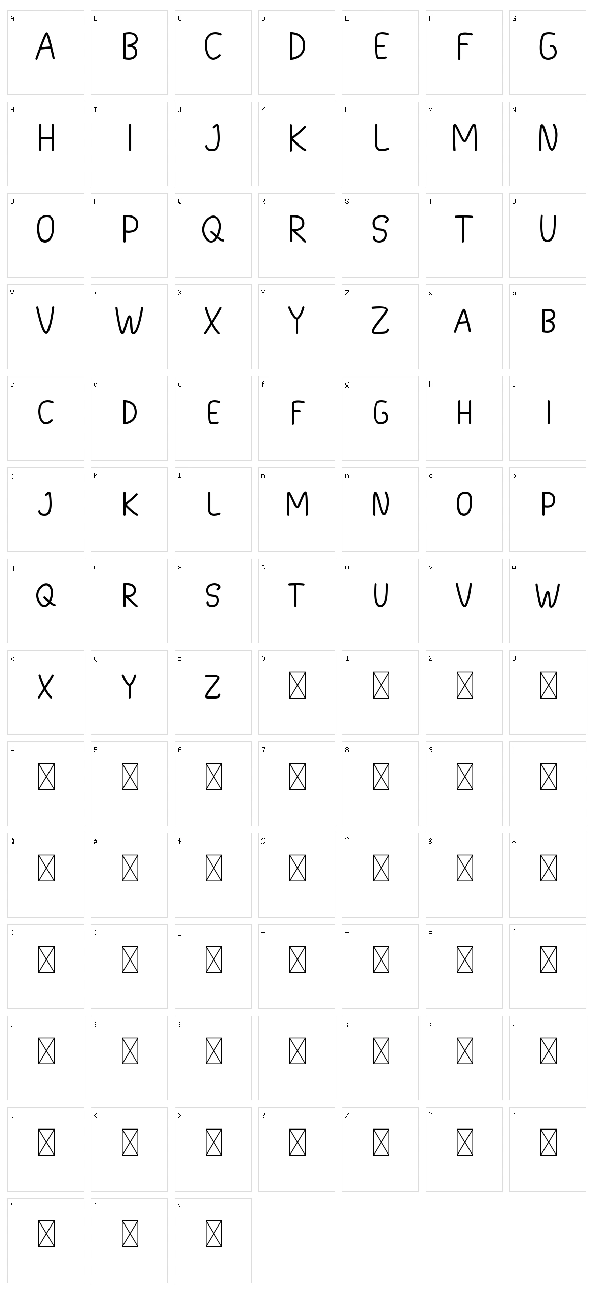 Crushing Script Character Set