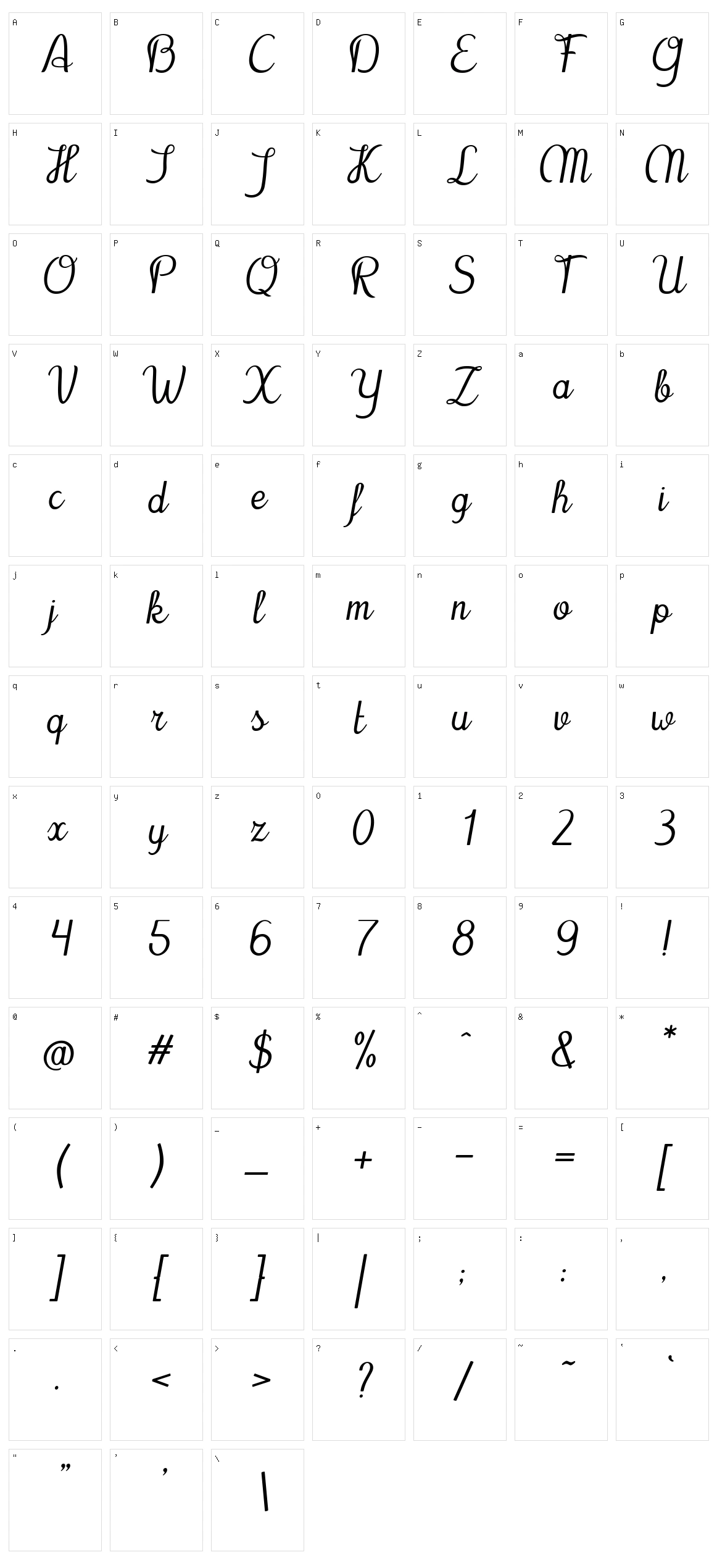 Cursyves Character Set