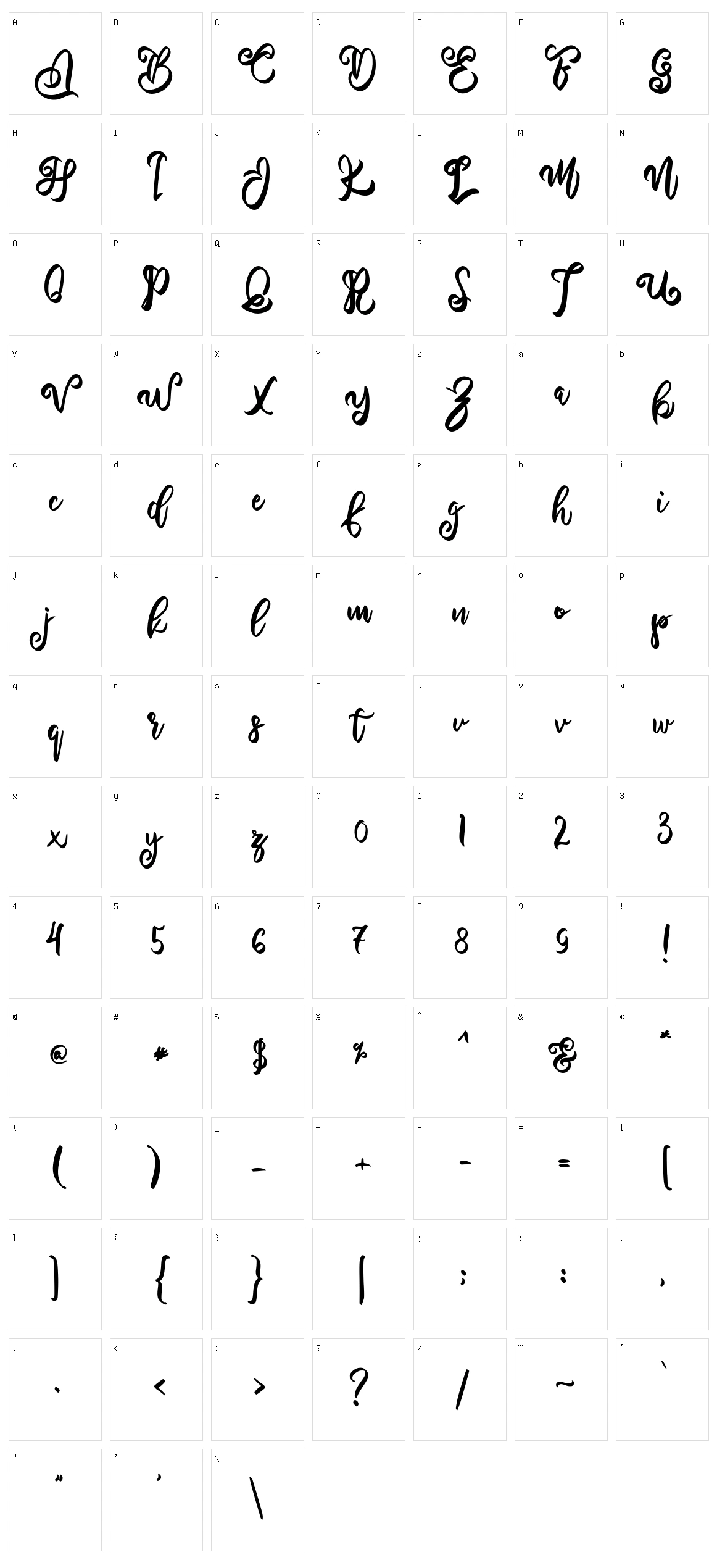 Dadali Character Set