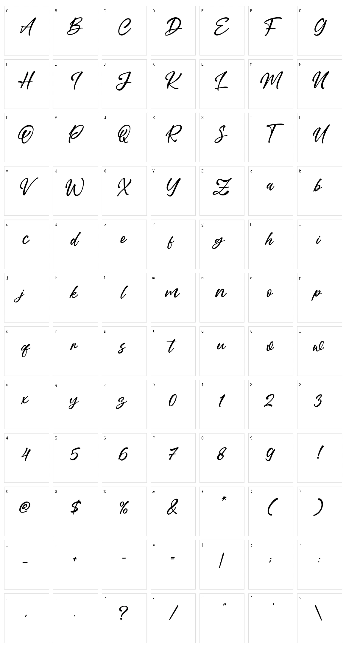 Dalovet Character Set